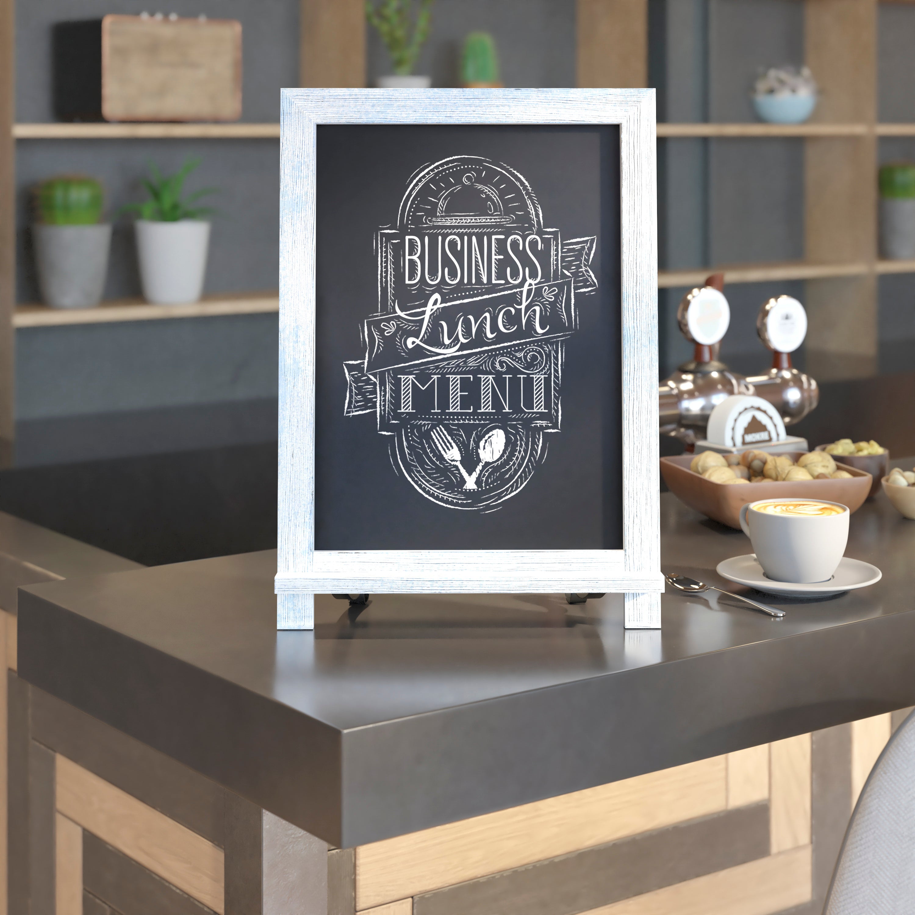 Canterbury 12" x 17" Rustic Blue Tabletop Magnetic Chalkboards with Metal Scrolled Legs, Hanging Wall Chalkboards, Countertop Memo Boards, Set of 10