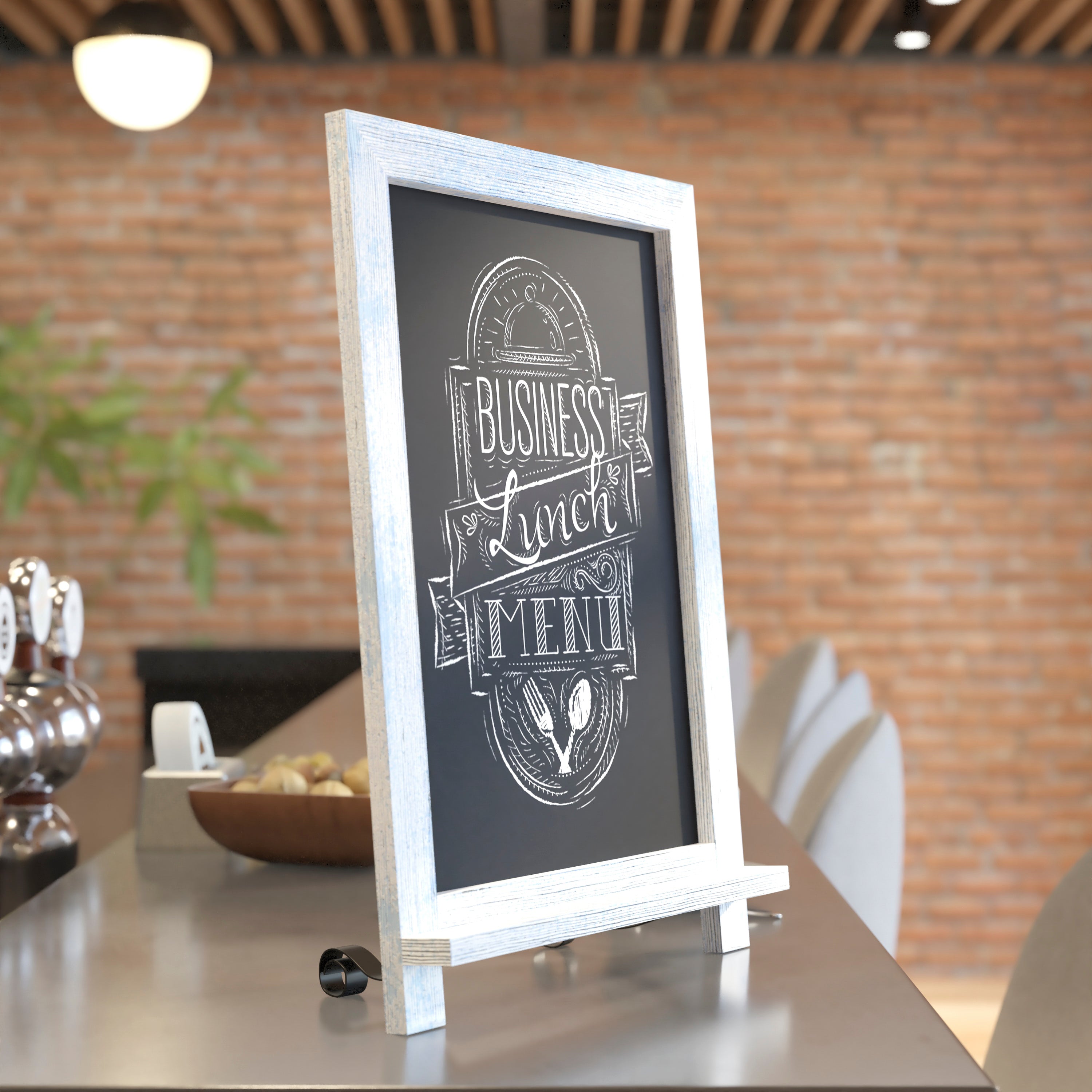 Canterbury 12" x 17" Rustic Blue Tabletop Magnetic Chalkboards with Metal Scrolled Legs, Hanging Wall Chalkboards, Countertop Memo Boards, Set of 10