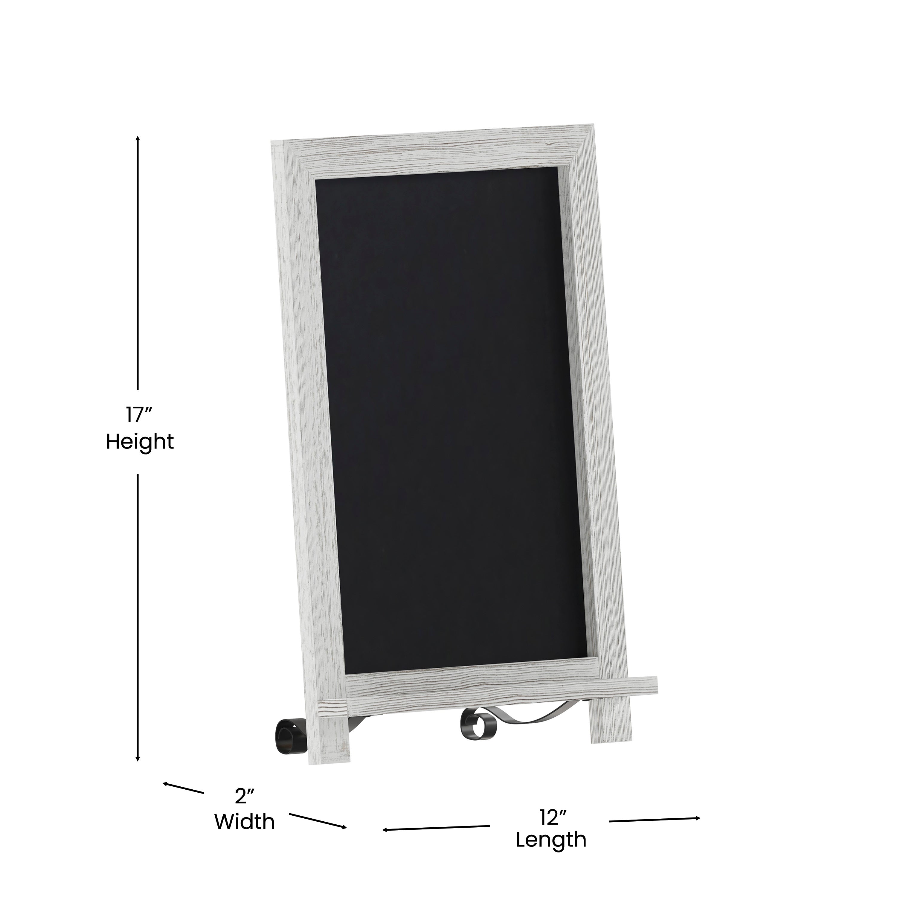Canterbury 12" x 17" Whitewashed Tabletop Magnetic Chalkboards with Metal Scrolled Legs, Hanging Wall Chalkboards, Countertop Memo Boards, Set of 10