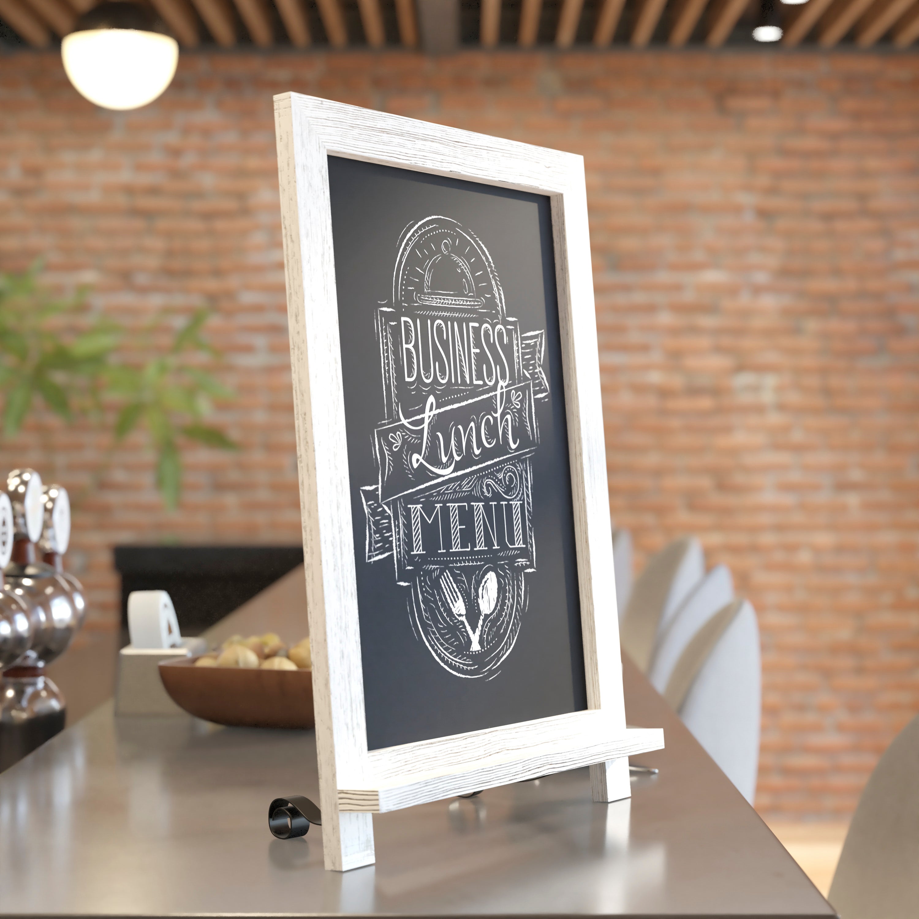 Canterbury 12" x 17" Whitewashed Tabletop Magnetic Chalkboards with Metal Scrolled Legs, Hanging Wall Chalkboards, Countertop Memo Boards, Set of 10