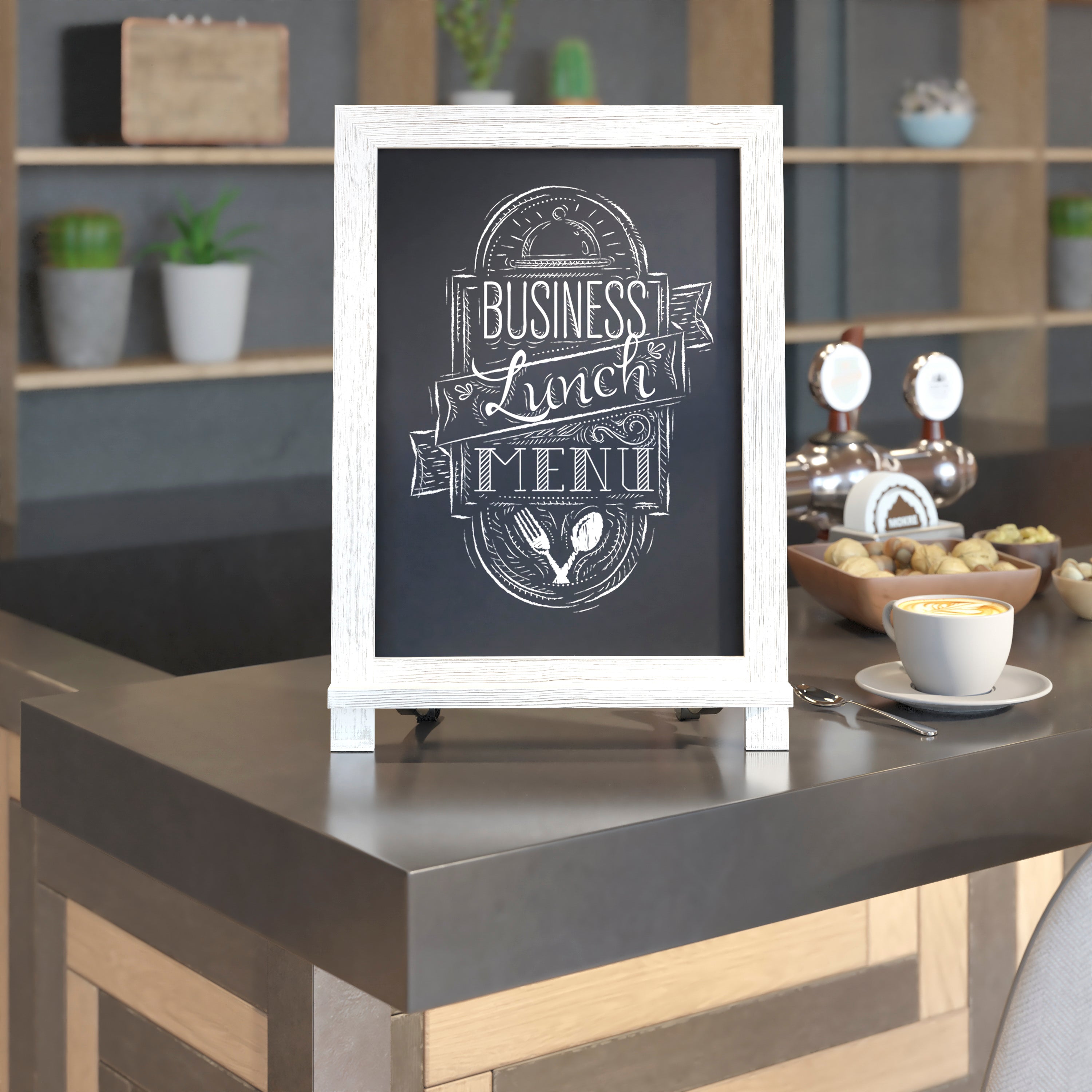 Canterbury 12" x 17" Whitewashed Tabletop Magnetic Chalkboards with Metal Scrolled Legs, Hanging Wall Chalkboards, Countertop Memo Boards, Set of 10