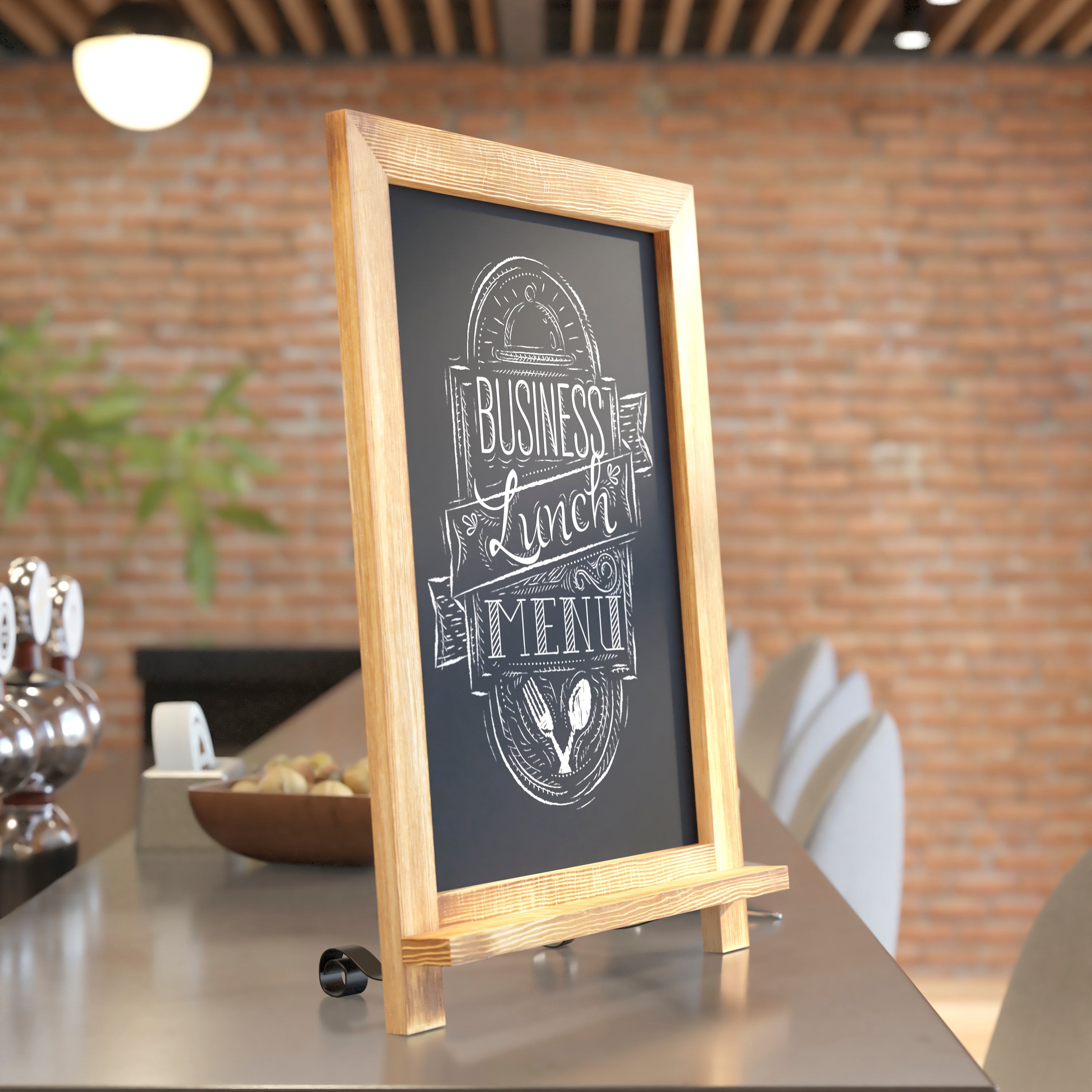 Canterbury 12" x 17" Torched Wood Tabletop Magnetic Chalkboards with Metal Scrolled Legs, Hanging Wall Chalkboards, Countertop Memo Boards, Set of 10