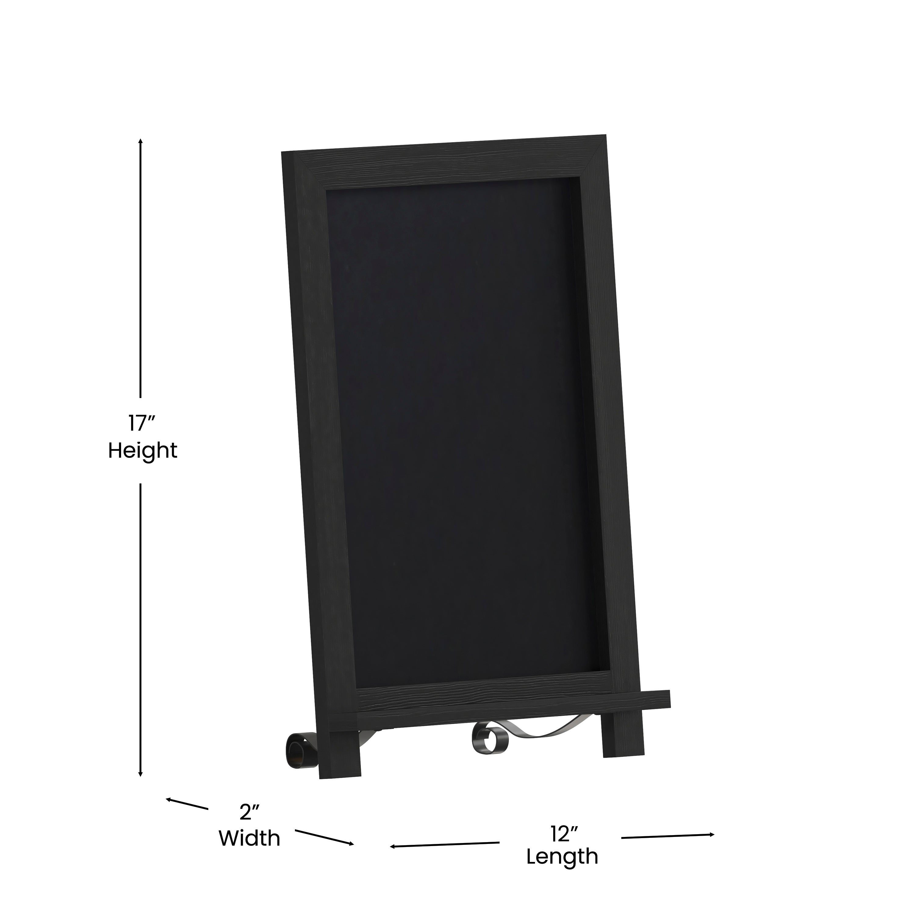 Canterbury 12" x 17" Black Tabletop Magnetic Chalkboards with Metal Scrolled Legs, Hanging Wall Chalkboards, Countertop Memo Boards, Set of 10