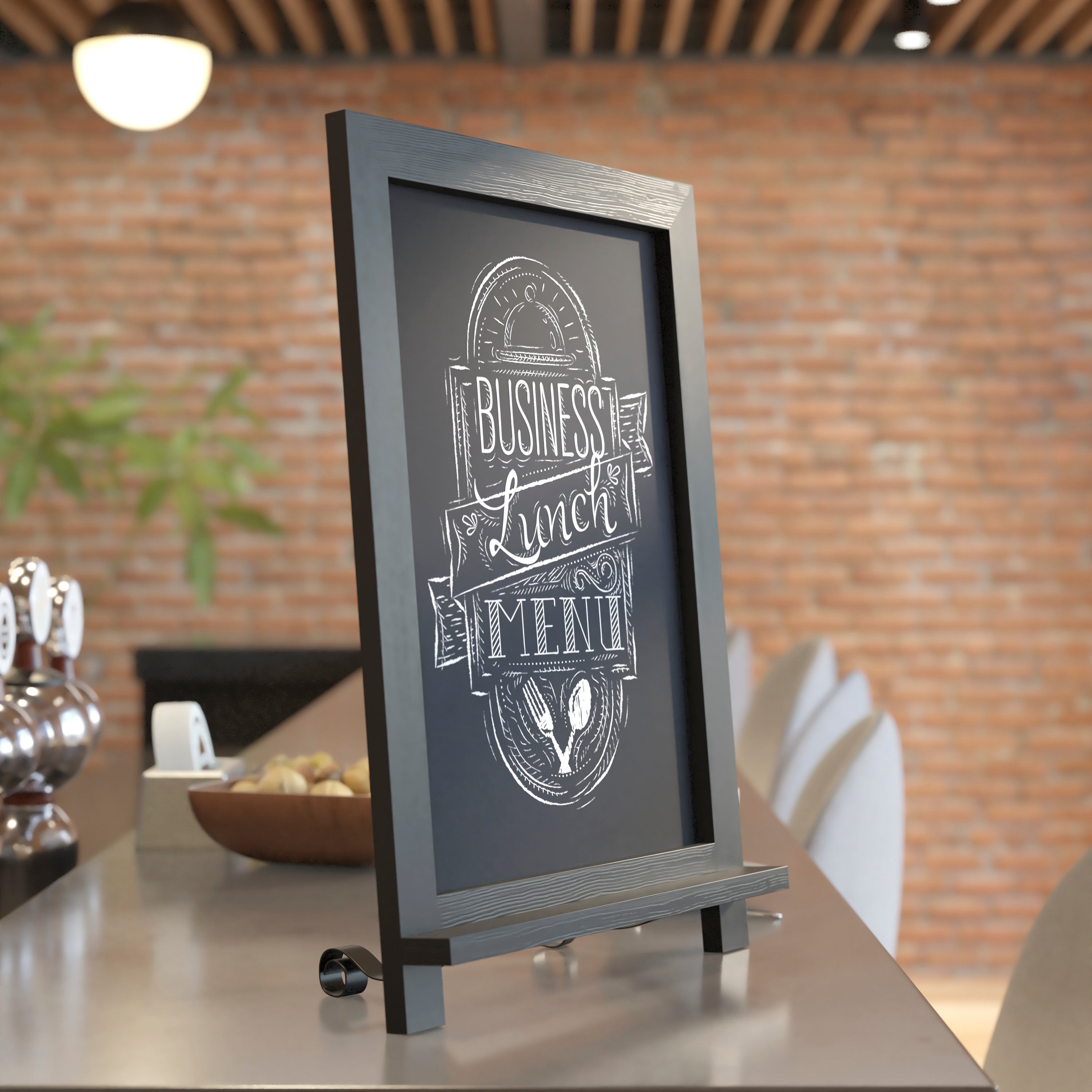 Canterbury 12" x 17" Black Tabletop Magnetic Chalkboards with Metal Scrolled Legs, Hanging Wall Chalkboards, Countertop Memo Boards, Set of 10