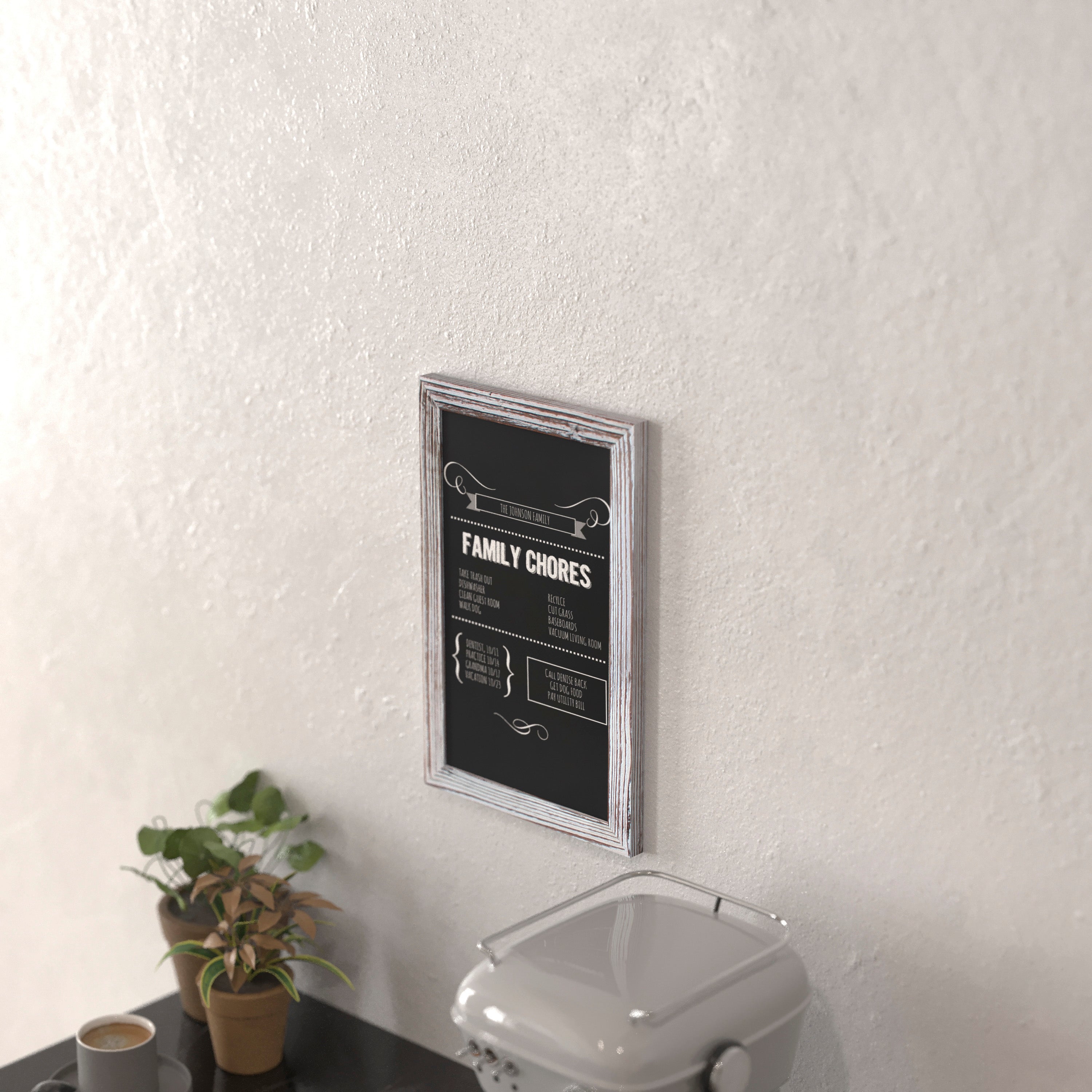 Canterbury 11" x 17" Whitewashed Wall Mount Magnetic Chalkboard Sign, Hanging Wall Chalkboard Memo Board for Home, School, or Business, Set of 10