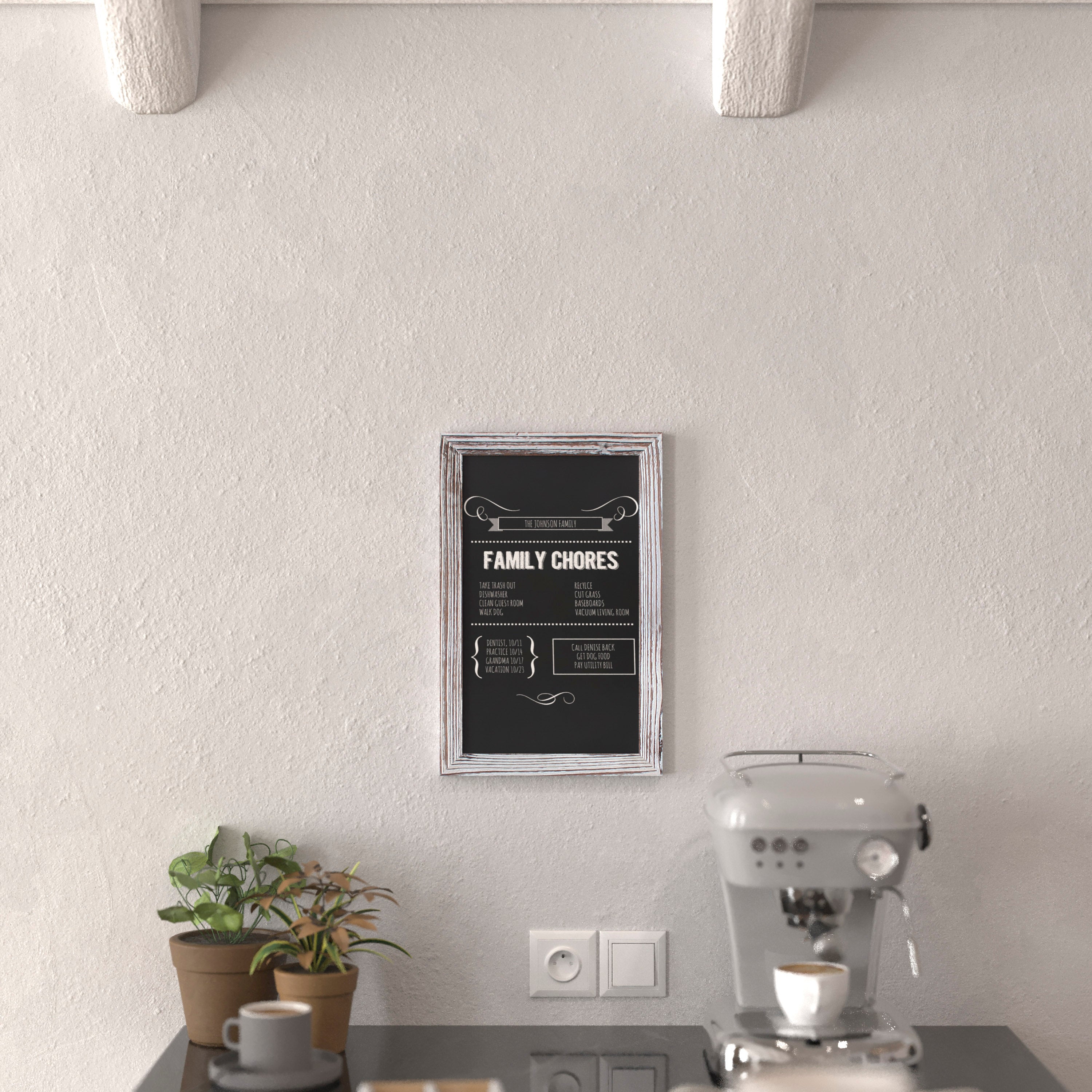Canterbury 11" x 17" Whitewashed Wall Mount Magnetic Chalkboard Sign, Hanging Wall Chalkboard Memo Board for Home, School, or Business, Set of 10