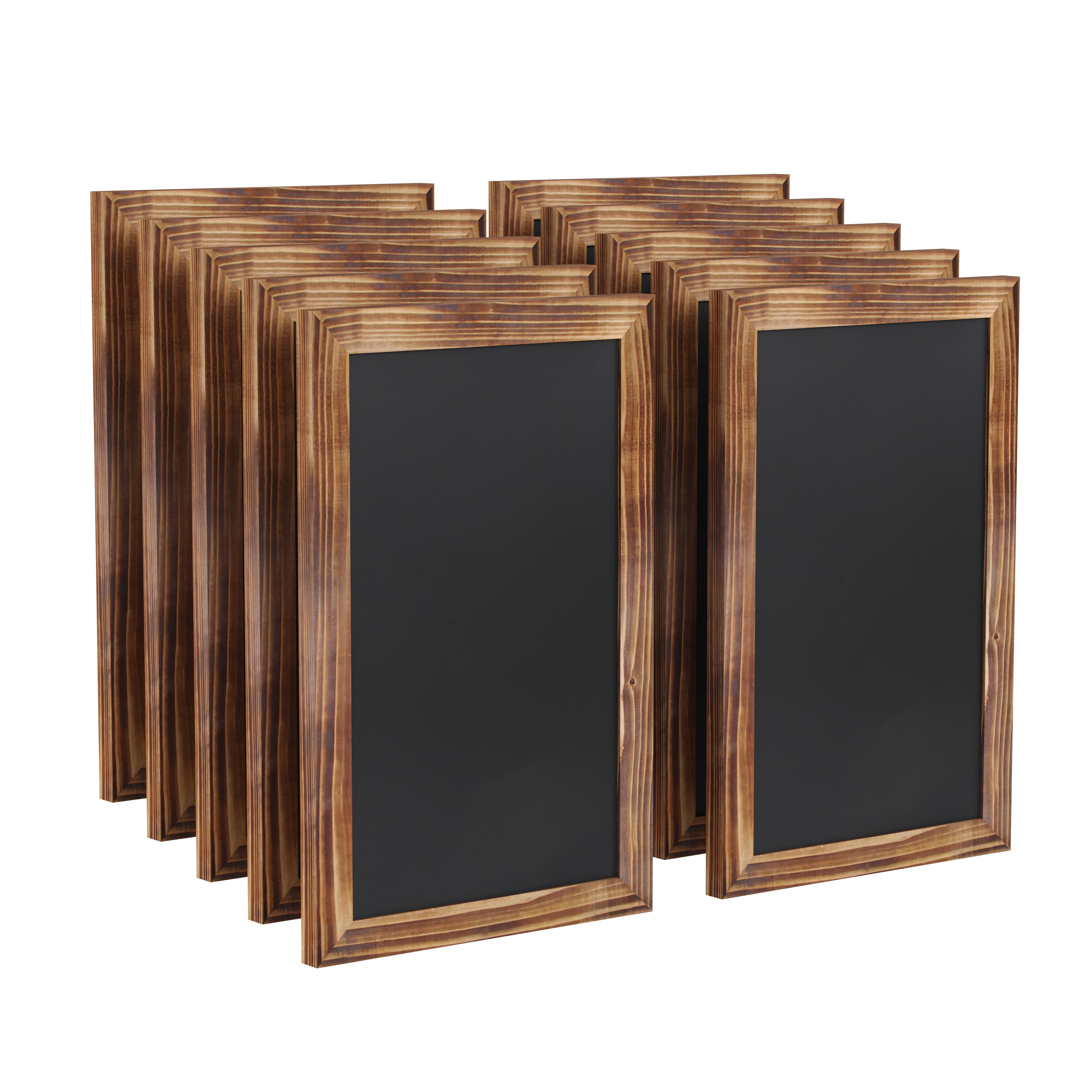 Canterbury 11" x 17" Torched Wood Wall Mount Magnetic Chalkboard Sign, Hanging Wall Chalkboard Memo Board for Home, School, or Business, Set of 10