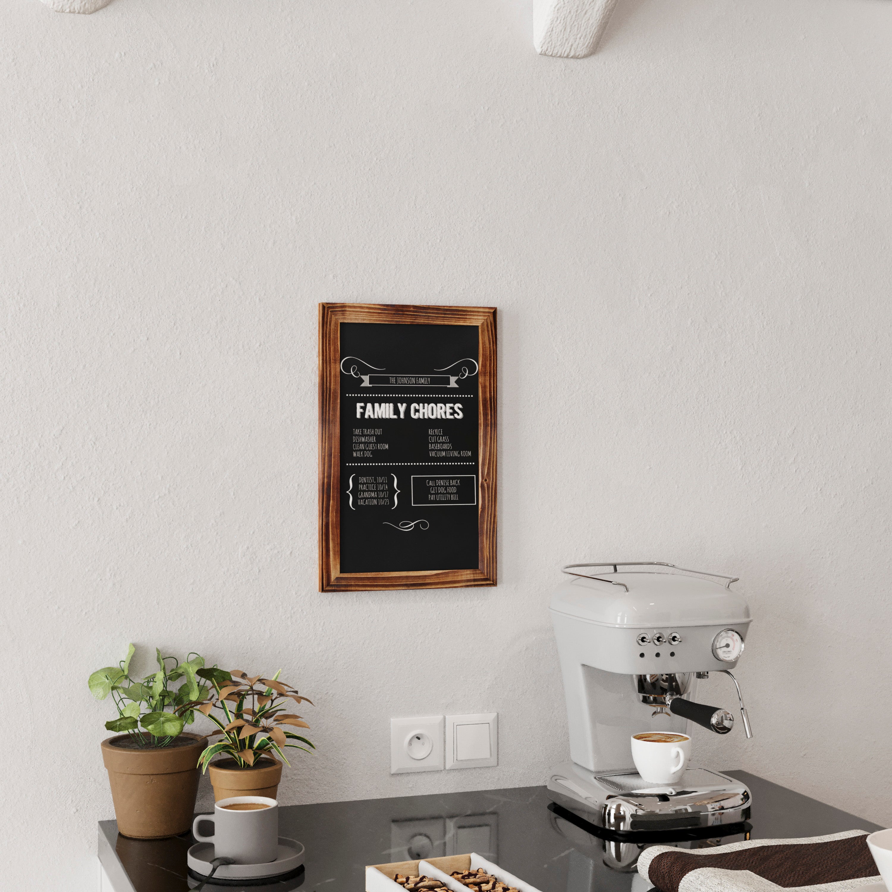 Canterbury 11" x 17" Torched Wood Wall Mount Magnetic Chalkboard Sign, Hanging Wall Chalkboard Memo Board for Home, School, or Business, Set of 10