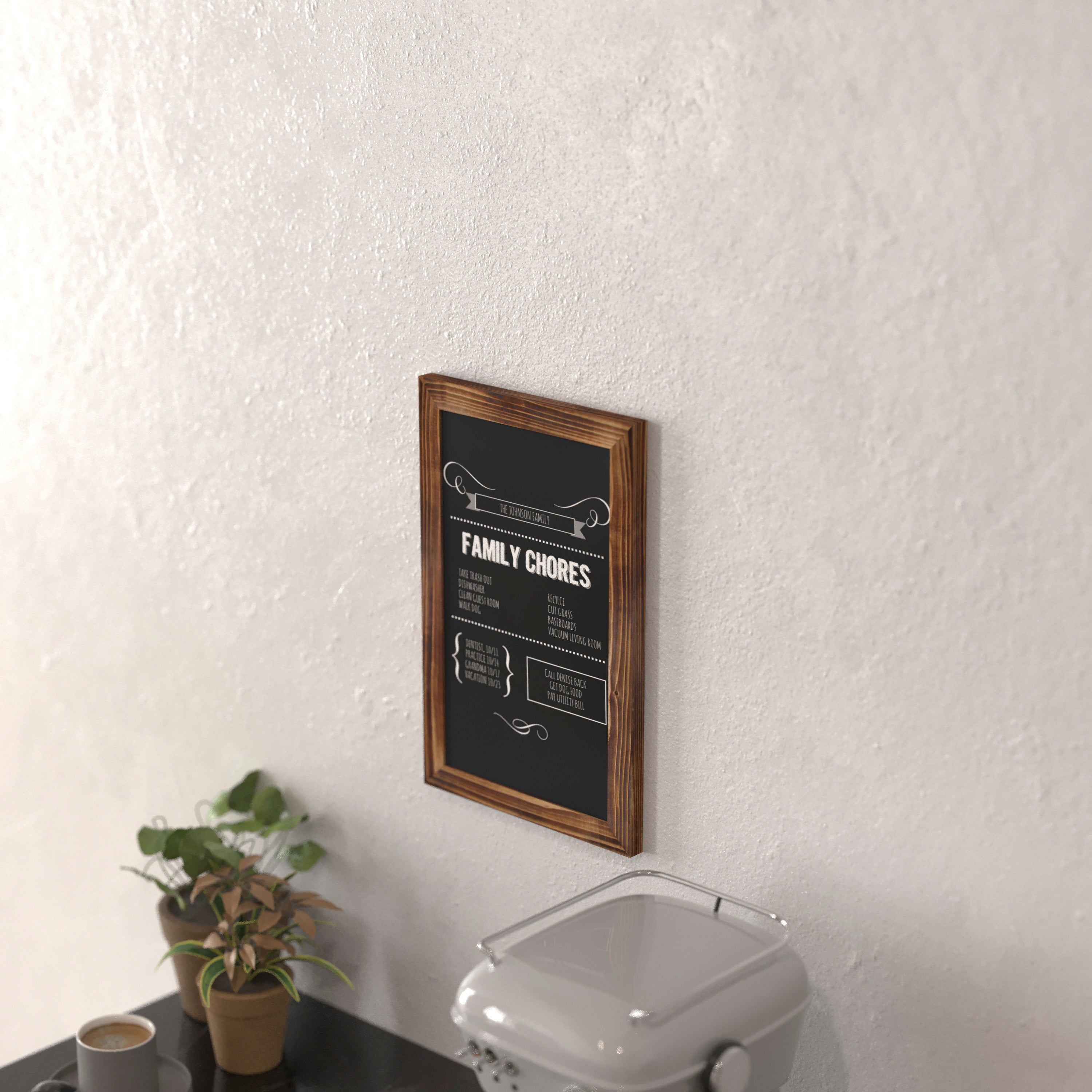 Canterbury 11" x 17" Torched Wood Wall Mount Magnetic Chalkboard Sign, Hanging Wall Chalkboard Memo Board for Home, School, or Business, Set of 10