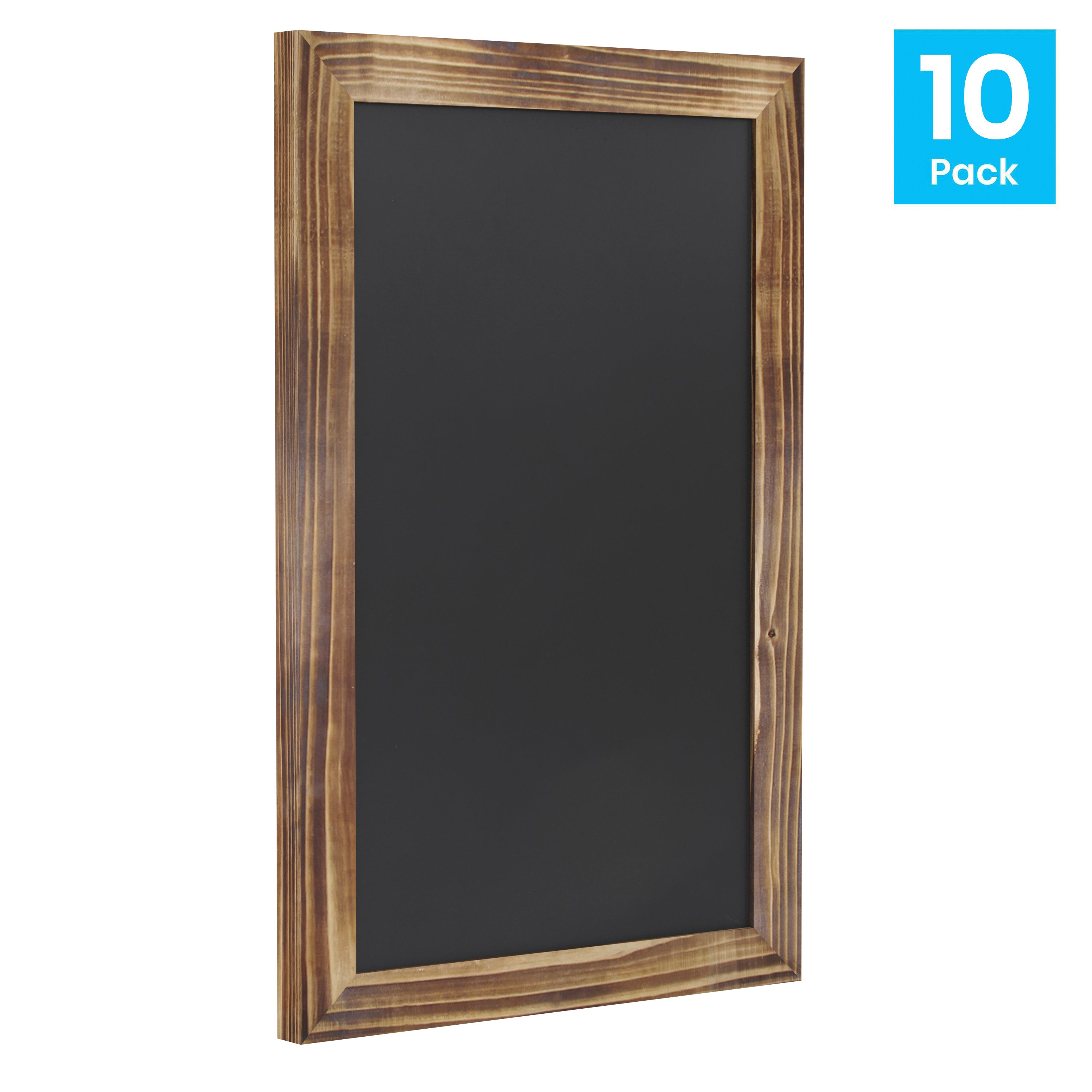 Canterbury 11" x 17" Torched Wood Wall Mount Magnetic Chalkboard Sign, Hanging Wall Chalkboard Memo Board for Home, School, or Business, Set of 10