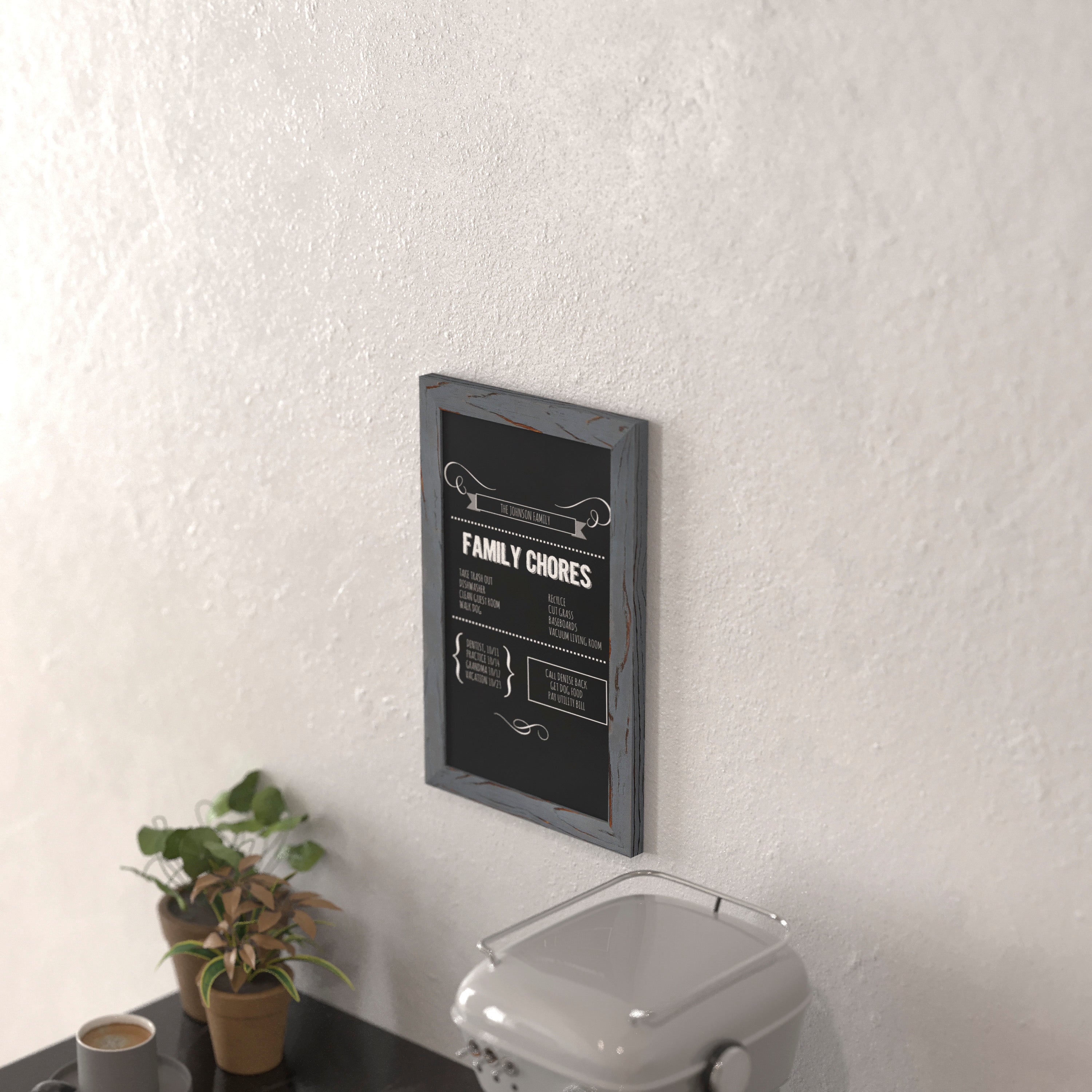 Canterbury 11" x 17" Rustic Gray Wall Mount Magnetic Chalkboard Sign, Hanging Wall Chalkboard Memo Board for Home, School, or Business, Set of 10
