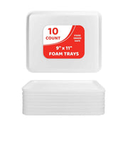 Trays - 10 count, 9"x11", foam, White