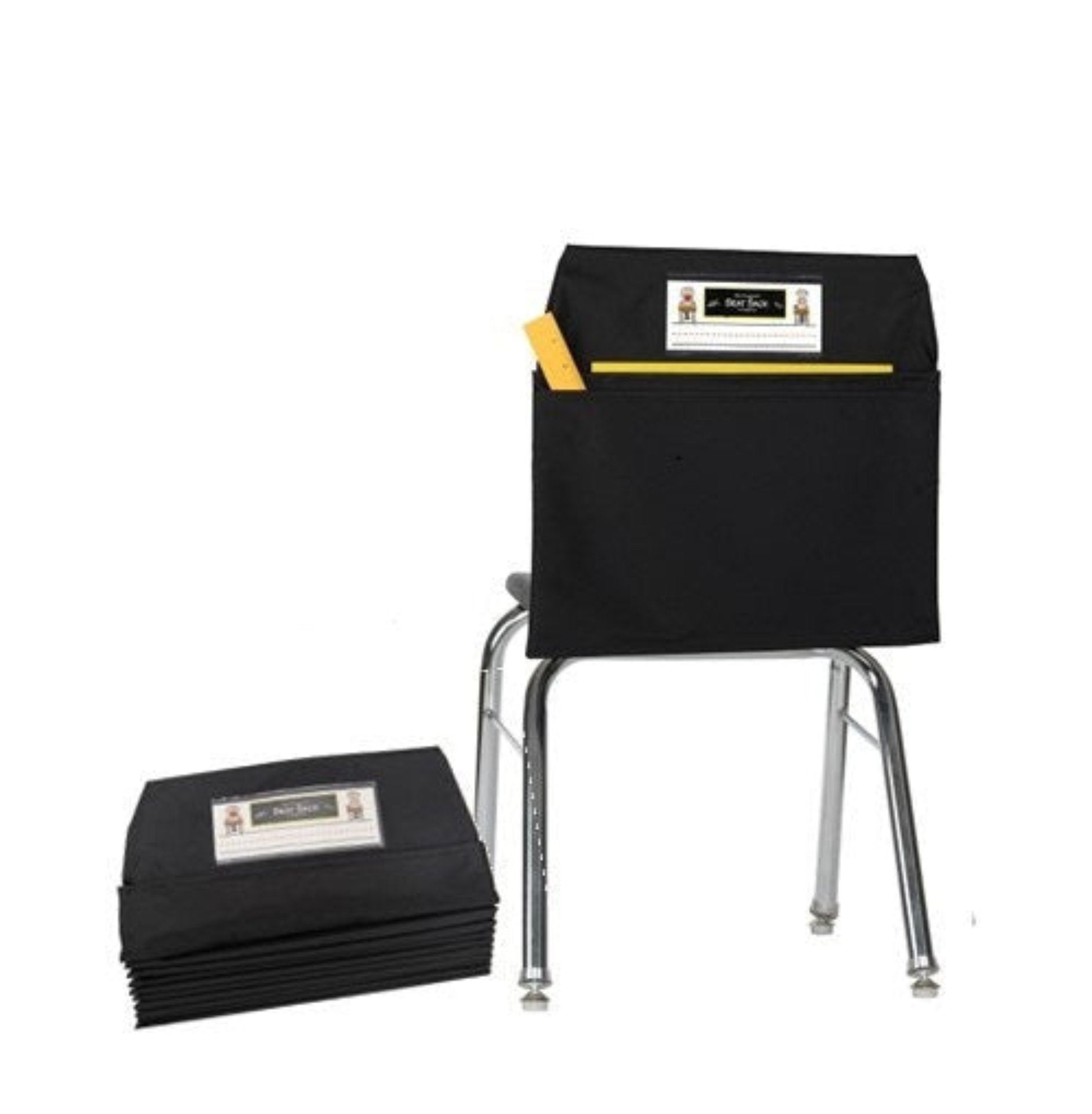 Bundle of 10: 14" Double Pocket Seat Sacks Black