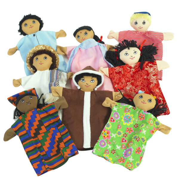 Multi-Cultural 9" Hand Puppets - Set of 8