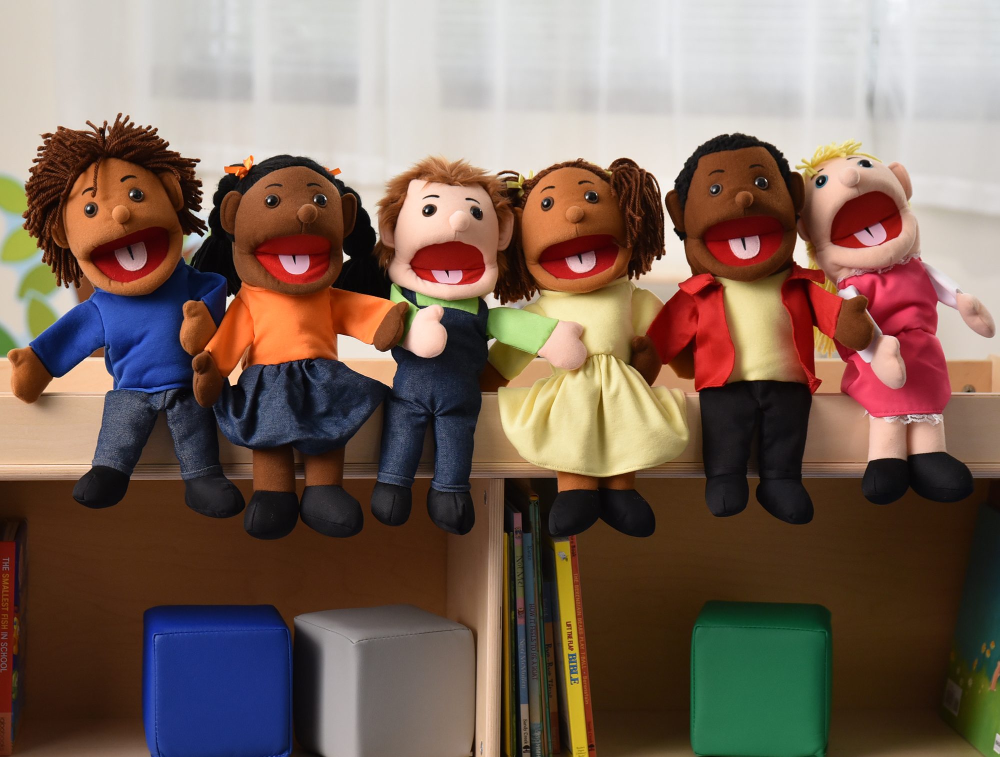 15" Ethnic Children Puppets with Movable Mouths - Set of 6