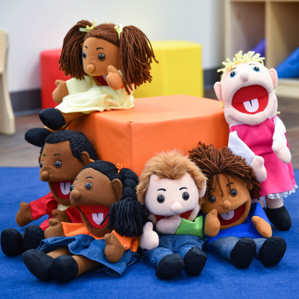 15" Ethnic Children Puppets with Movable Mouths - Set of 6