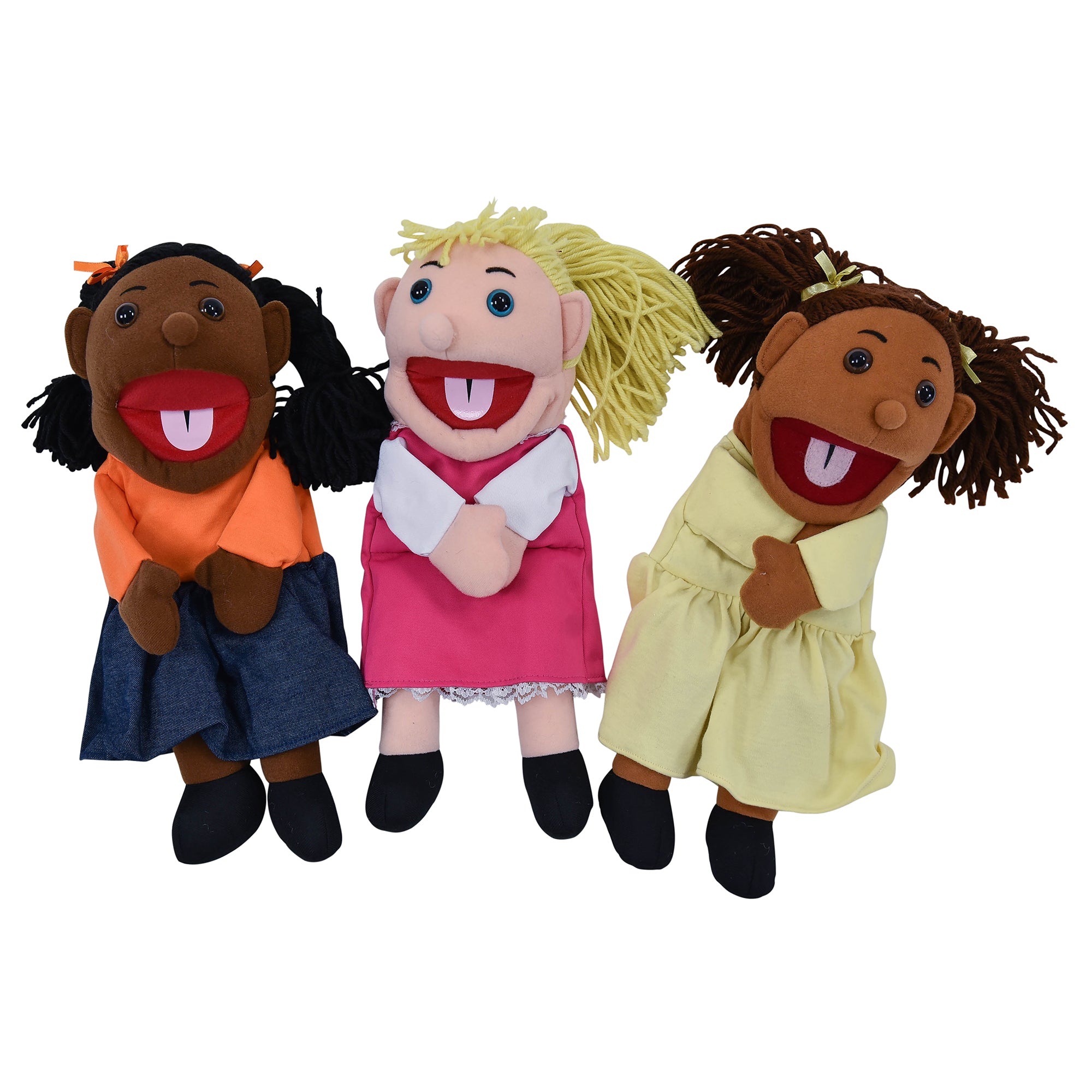 15" Ethnic Children Puppets with Movable Mouths - Set of 6