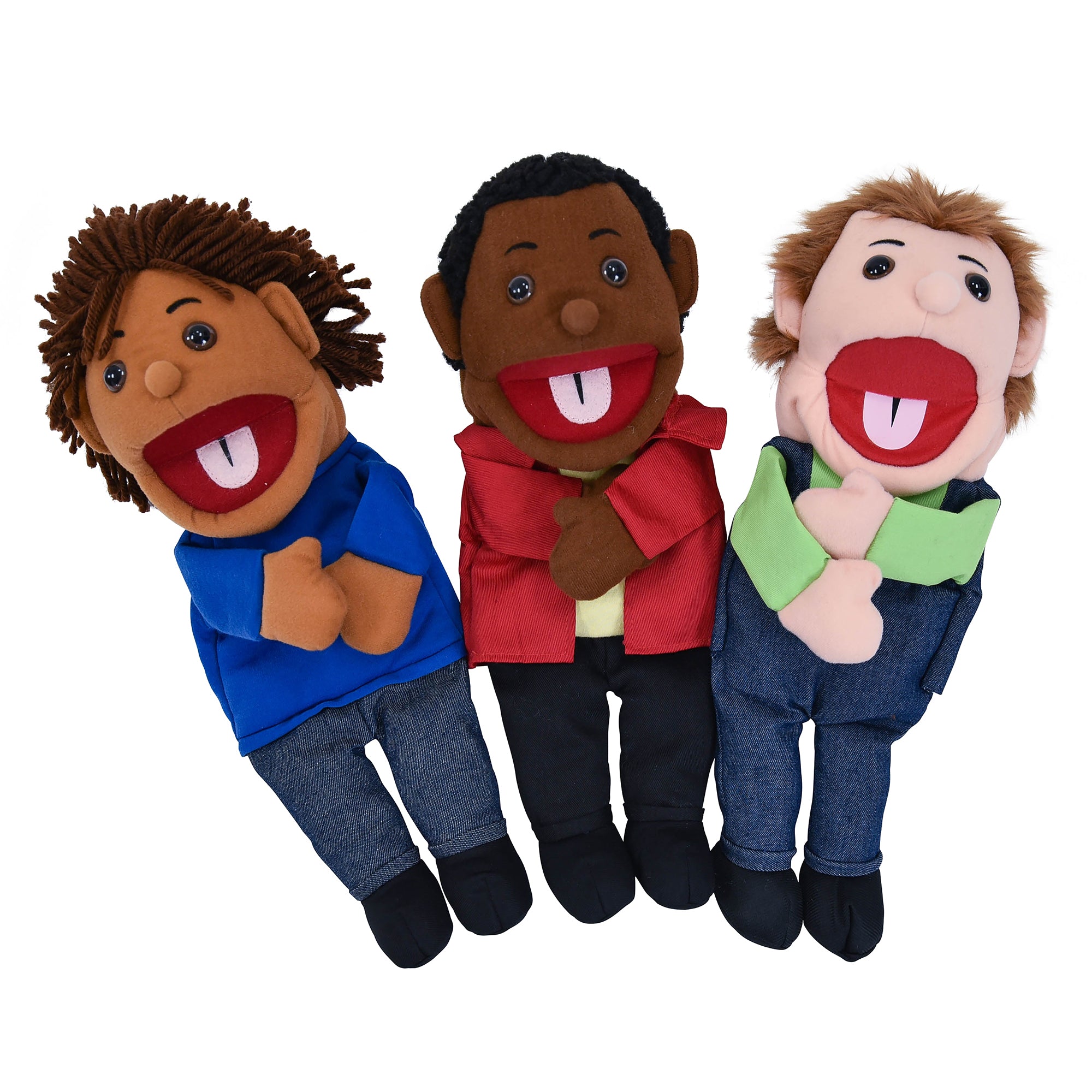 15" Ethnic Children Puppets with Movable Mouths - Set of 6