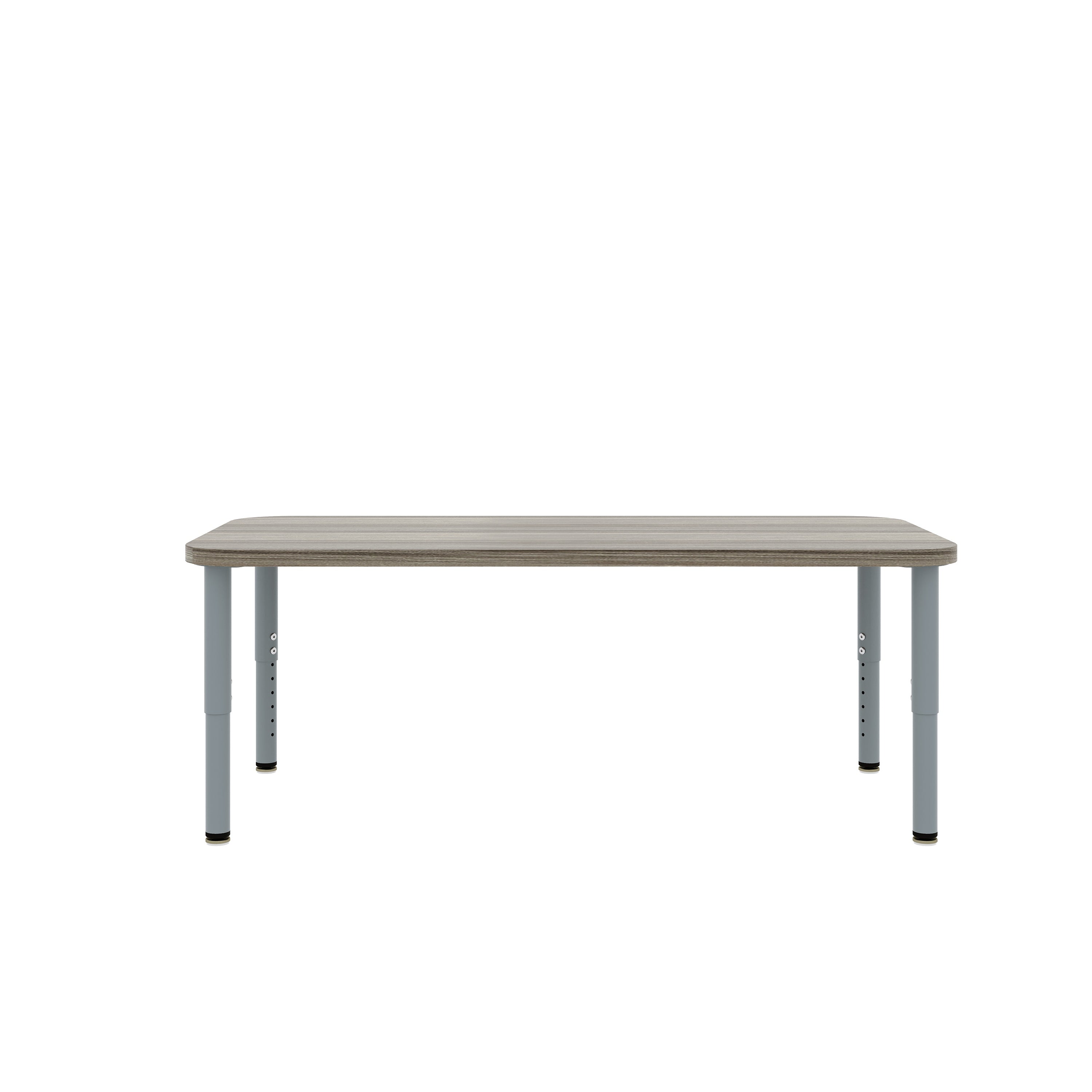 Rectangular Table, Adjustable Height Legs, Table Top Height Range 21" to 30", Ready-To-Assemble, Shadow Elm Gray, 21-30"H x 48"W x 24"D