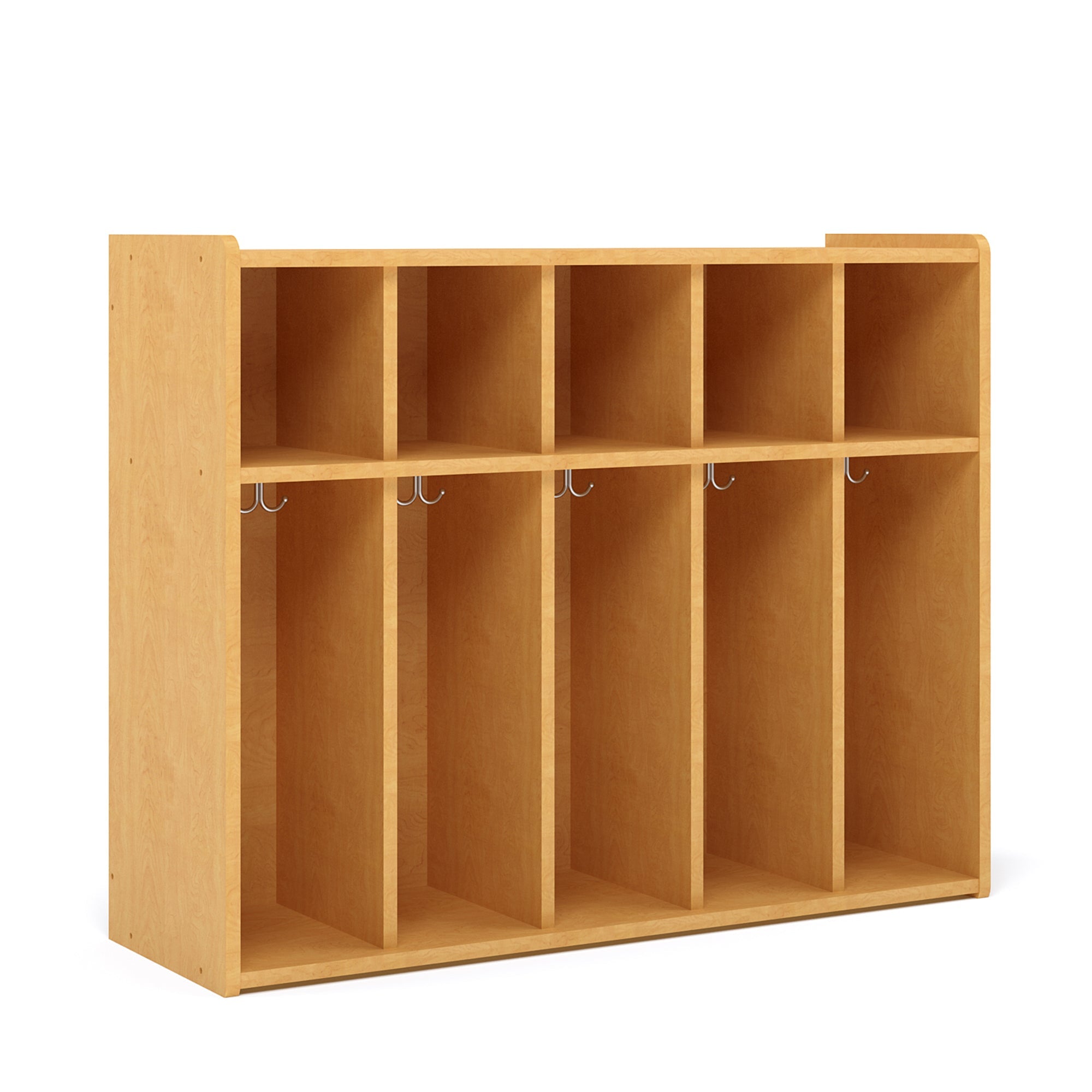 5-Section Wall Locker, Ready-To-Assemble, Maple/Maple, 37.5"H x 46"W x 15"D