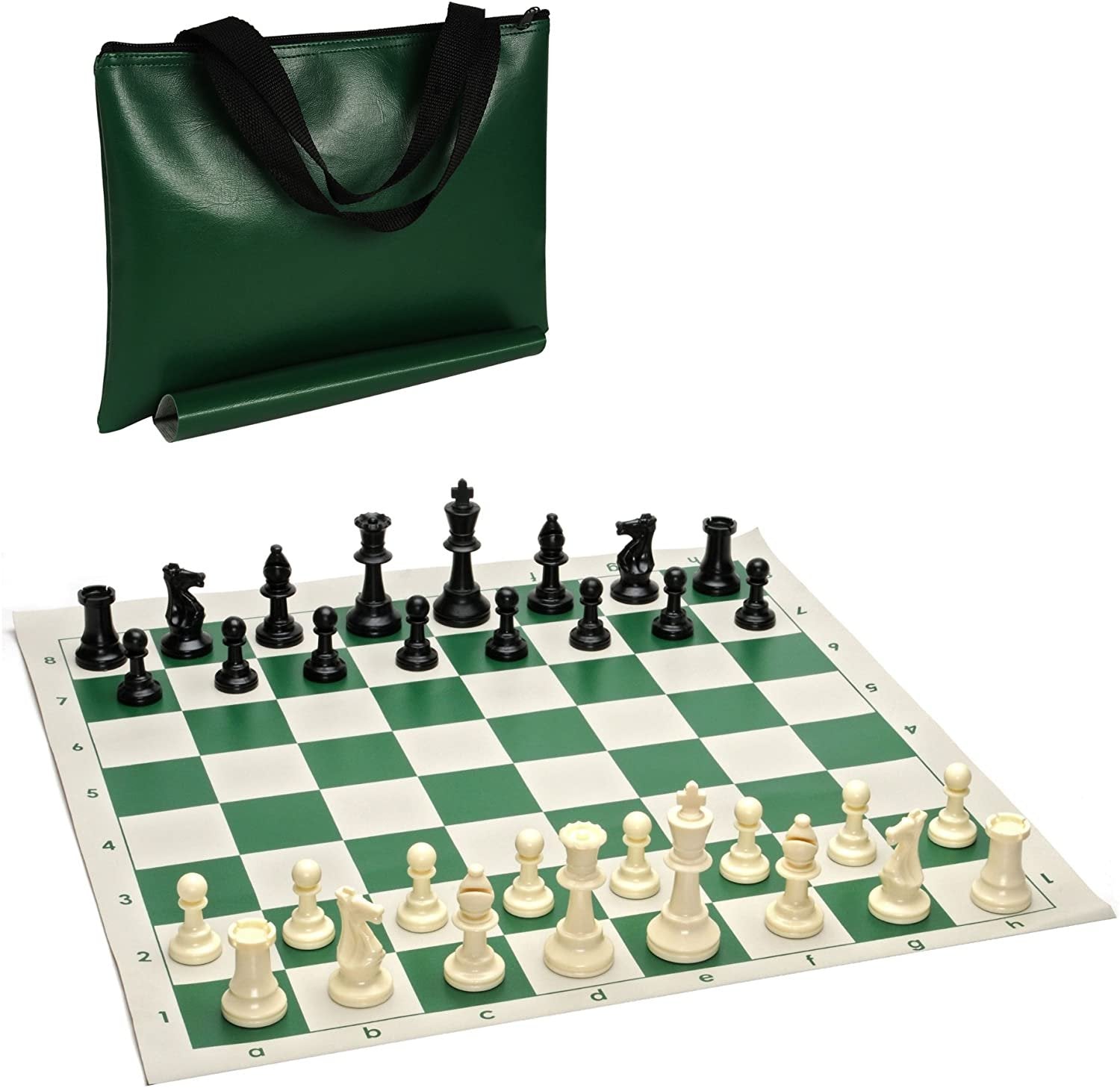 Tournament Chess Pack, Rollup Board, Tote, Staunton King 3.75 in.