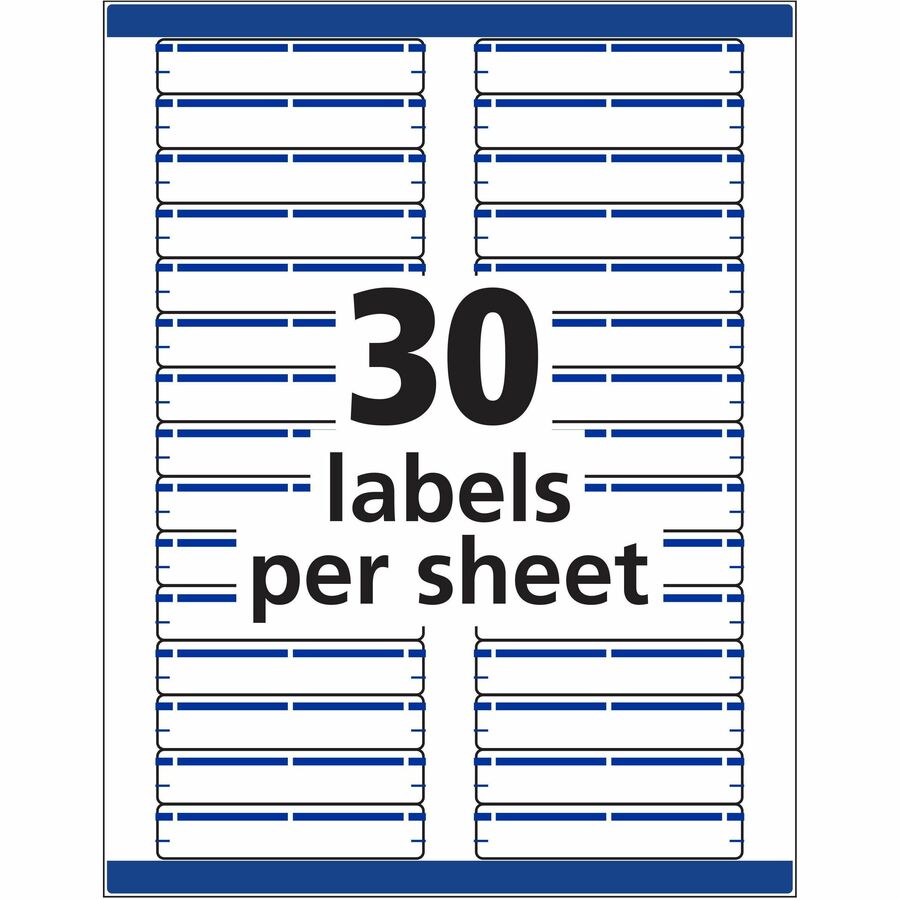 Avery TrueBlock File Folder Labels, 2/3" x 3 7/16", Blue, Matte, Rectangle, Permanent Adhesive, 30 Labels/Sheet, 50 Sheets, 1500 Labels/Box