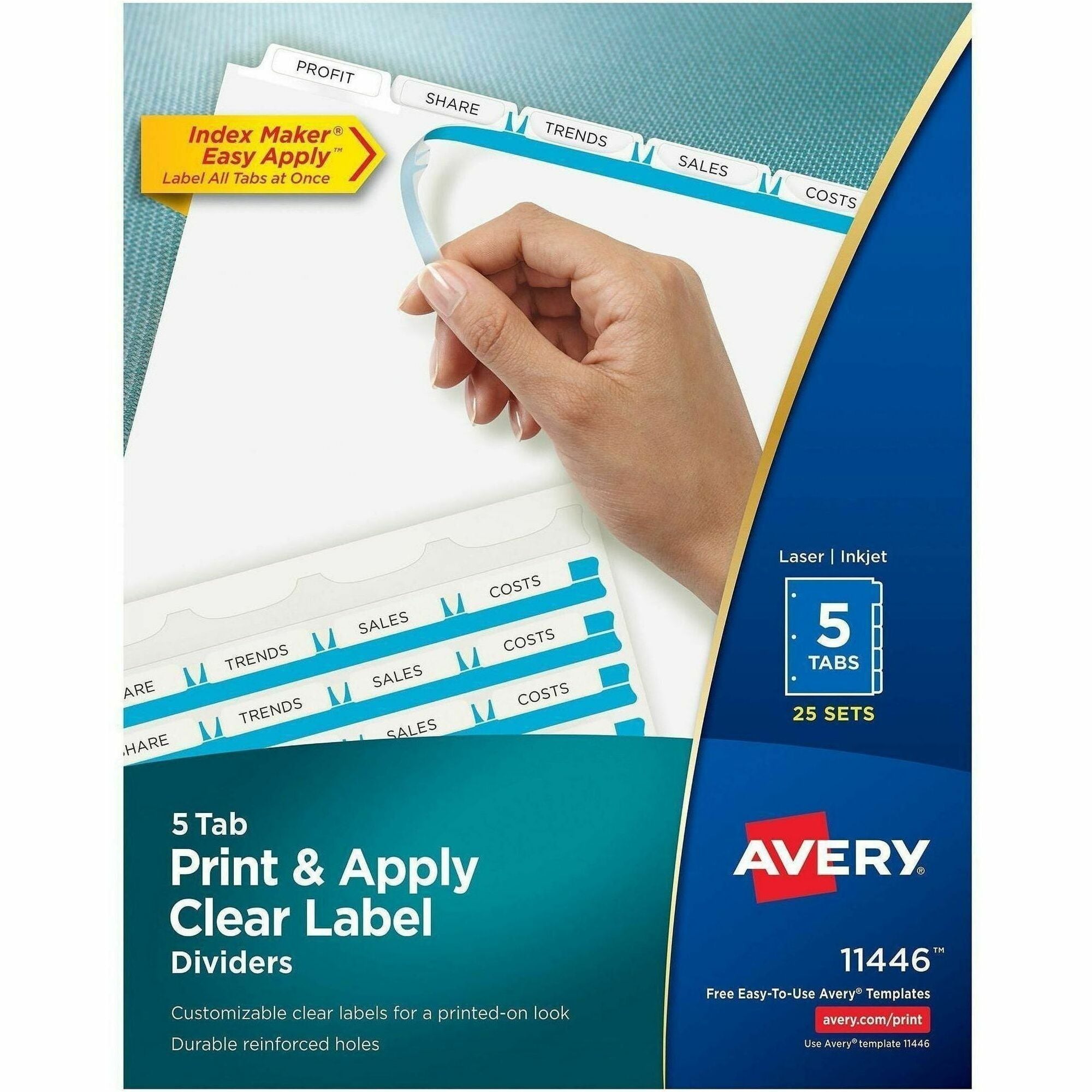 125 x Divider(s) - Print-on Tab(s) - 5 - 5 Tab(s)/Set - 8.5" Divider Width x 11" Divider Length - 3 Hole Punched - White Paper Divider - White Paper Tab(s) - 1 Box