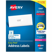 Avery&reg; Easy Peel Address Labels - 1" Width x 2 5/8" Length - Permanent Adhesive - Rectangle - Laser - White - Paper - 30 / Sheet - 250 Total Sheets - 7500 Total Label(s) - 7500 / Box