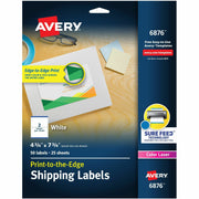 4 3/4" Width x 7 3/4" Length - Permanent Adhesive - Rectangle - Inkjet, Laser - Matte - White - Paper - Print-to-the Edge, Permanent Adhesive, Jam Resistant, Customizable - 2 / Sheet - 25 Total Sheets - 50 Total Label(s) - 1 Pack