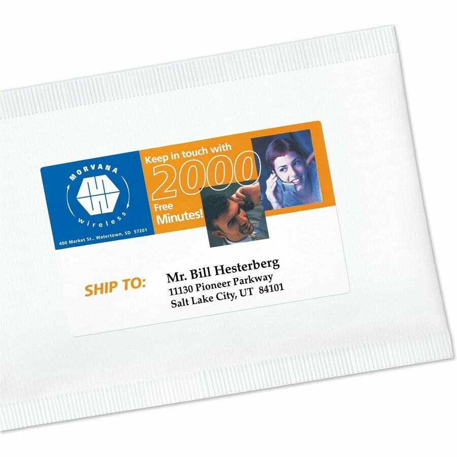 4 3/4" Width x 7 3/4" Length - Permanent Adhesive - Rectangle - Inkjet, Laser - Matte - White - Paper - Print-to-the Edge, Permanent Adhesive, Jam Resistant, Customizable - 2 / Sheet - 25 Total Sheets - 50 Total Label(s) - 1 Pack