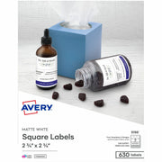 2 3/4" Width x 2 3/4" Length - Permanent Adhesive - Inkjet, Laser - Matte White - Paper - 9 / Sheet - 70 Total Sheets - 630 Total Label(s) - 630 / Box