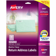 Avery Easy Peel Clear Return Address Labels, 1/2" x 1-3/4", Matte, Permanent Adhesive, Rectangle, Laser Compatible, 80 Labels/Sheet, 25 Sheets, 2000 Labels/Pack