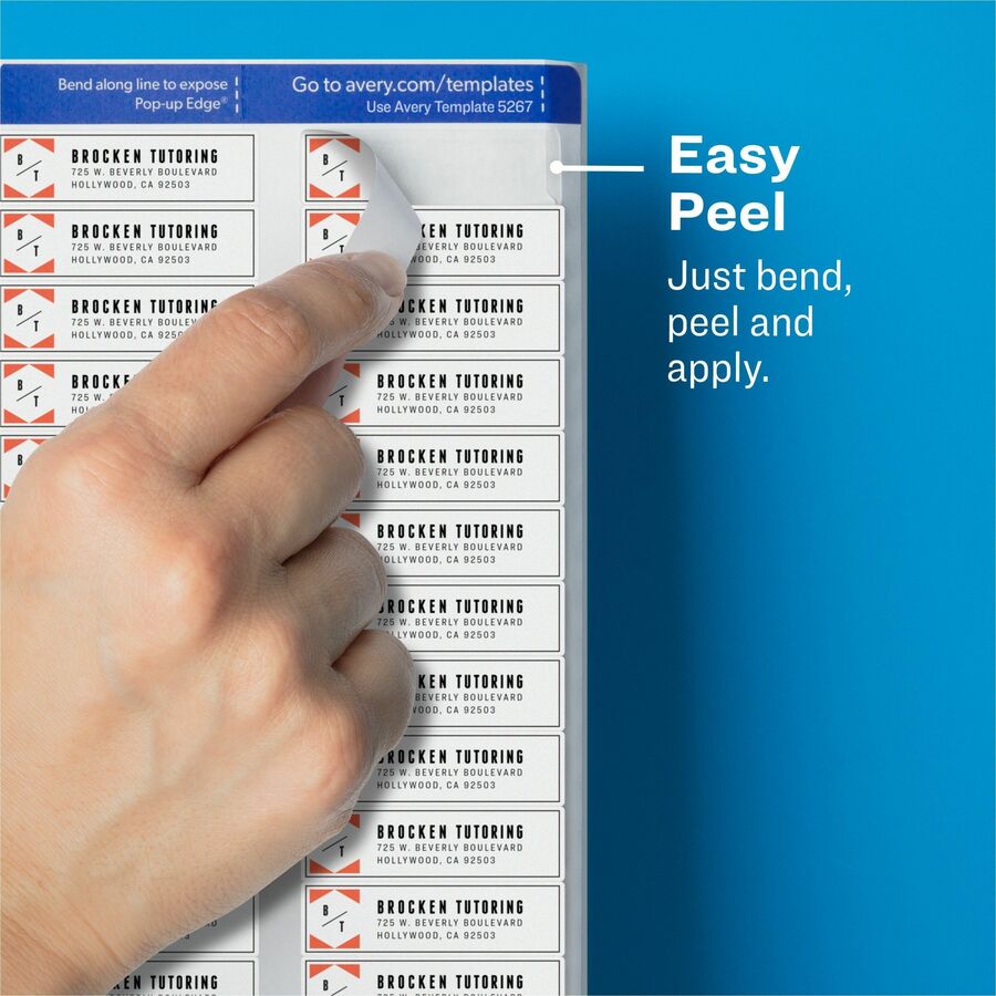 Avery Easy Peel Clear Return Address Labels, 1/2" x 1-3/4", Matte, Permanent Adhesive, Rectangle, Laser Compatible, 80 Labels/Sheet, 25 Sheets, 2000 Labels/Pack