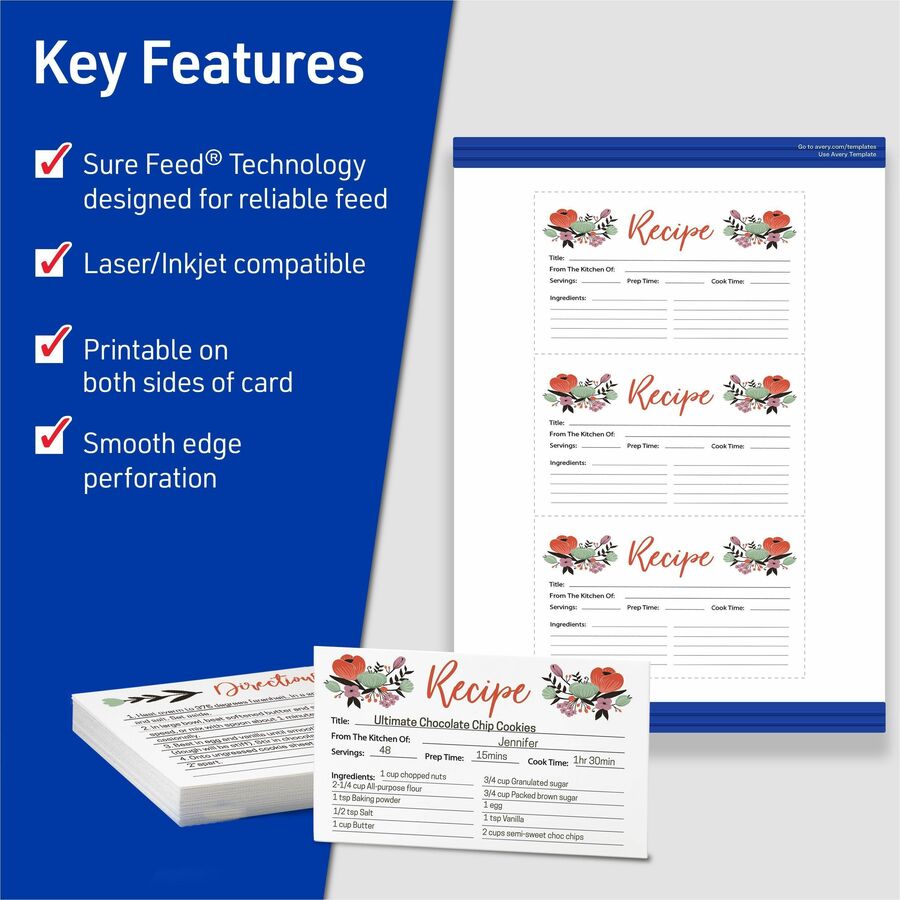 97 Brightness - A7 - 3" x 5" - Perforated, Smudge-free, Jam-free, Uncoated - White - 150 / Box