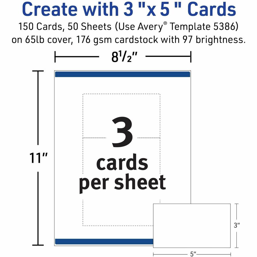 97 Brightness - A7 - 3" x 5" - Perforated, Smudge-free, Jam-free, Uncoated - White - 150 / Box