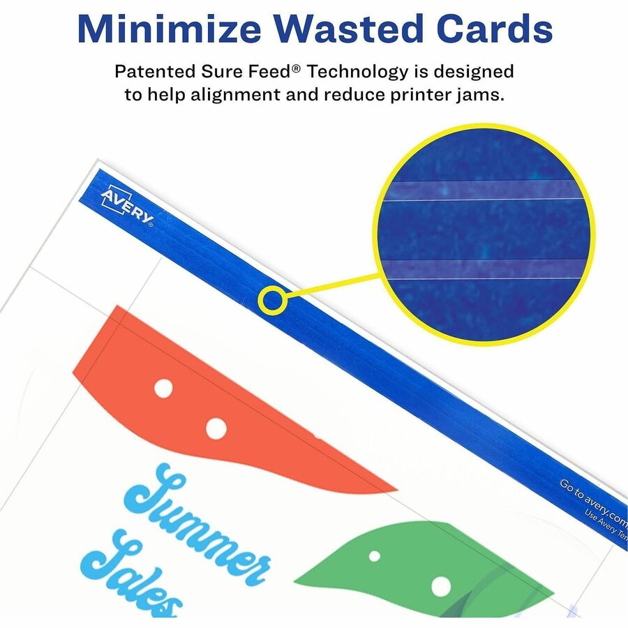 Avery&reg; Sure Feed Postcards - 97 Brightness - 4" x 6" - 80 lb Basis Weight - 216 g/m² Grammage - Matte - Perforated, Heavyweight, Rounded Corner, Uncoated, Smudge-free, Recyclable, Printable, Double-sided, Jam-free - White - 100 / Box