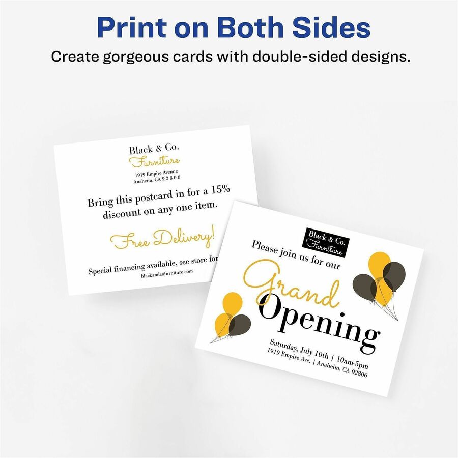 Avery&reg; Sure Feed Postcards - 97 Brightness - 4" x 6" - 80 lb Basis Weight - 216 g/m² Grammage - Matte - Perforated, Heavyweight, Rounded Corner, Uncoated, Smudge-free, Recyclable, Printable, Double-sided, Jam-free - White - 100 / Box