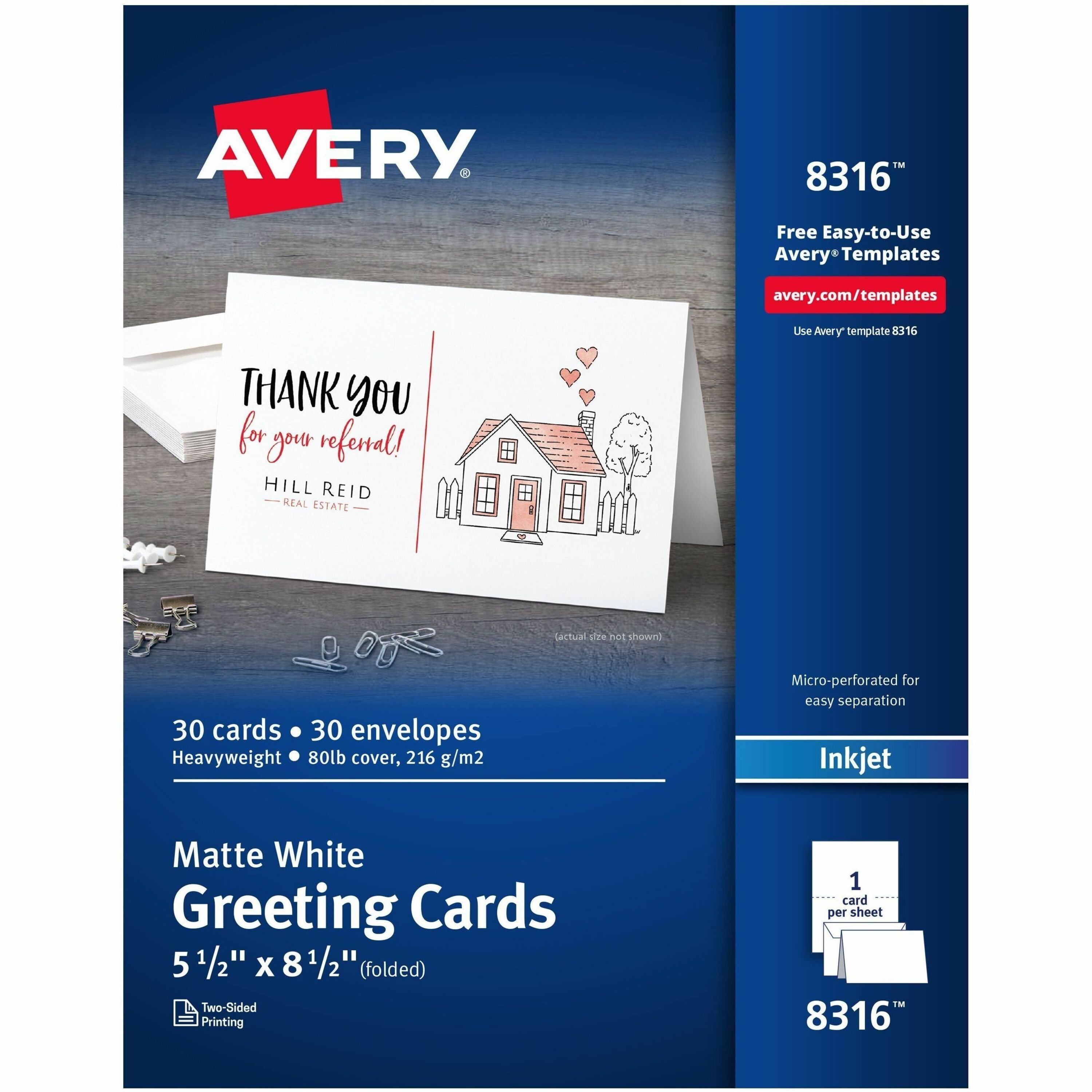97 Brightness - 8 1/2" x 5 1/2" - Matte - Perforated, Heavyweight, Rounded Corner - White - 30 / Box