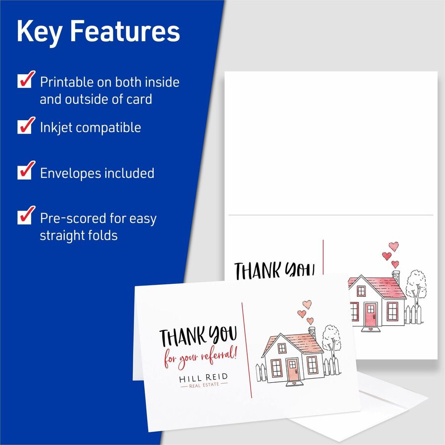 97 Brightness - 8 1/2" x 5 1/2" - Matte - Perforated, Heavyweight, Rounded Corner - White - 30 / Box