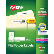 Avery&reg; File Folder Labels, 2/3" x 3-7/16" , 1,500 White Labels (5366)