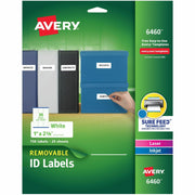 Avery Removable I.D. Laser/Inkjet Labels, 1" x 2 5/8", White, Rectangle, 30 Labels/Sheet, 25 Sheets, 750 Labels/Pack