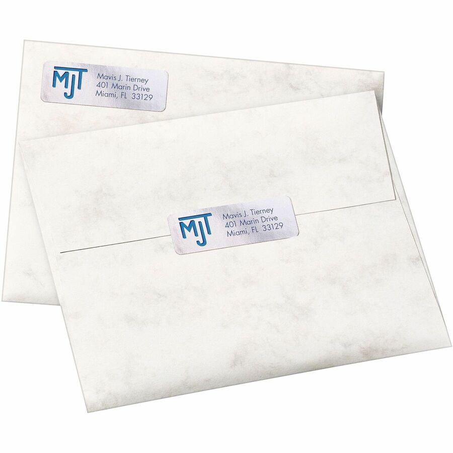 3/4" Width x 2 1/4" Length - Permanent Adhesive - Rectangle - Inkjet - Silver - Paper - 30 / Sheet - 10 Total Sheets - 300 Total Label(s) - 300 / Pack