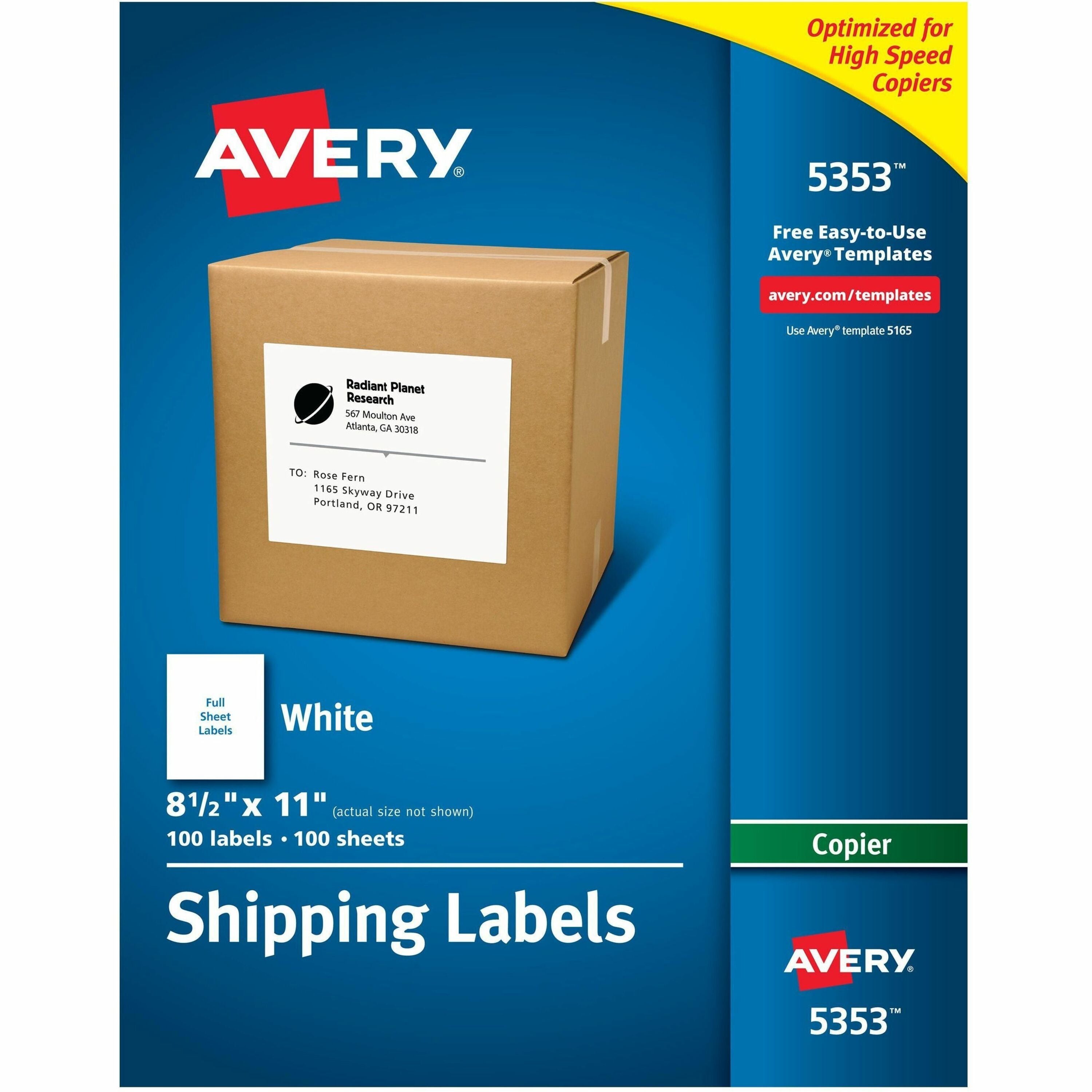 8 1/2" Width x 11" Length - Permanent Adhesive - Rectangle - Matte - White - Paper - Permanent Adhesive, Stick & Stay, Customizable - 1 / Sheet - 100 Total Sheets - 100 Total Label(s) - 100 / Box