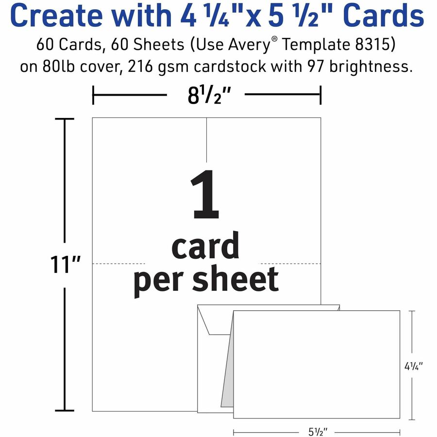 97 Brightness - 5 1/2" x 4 1/4" - Matte - Heavyweight, Smooth Edge - White - 60 / Box
