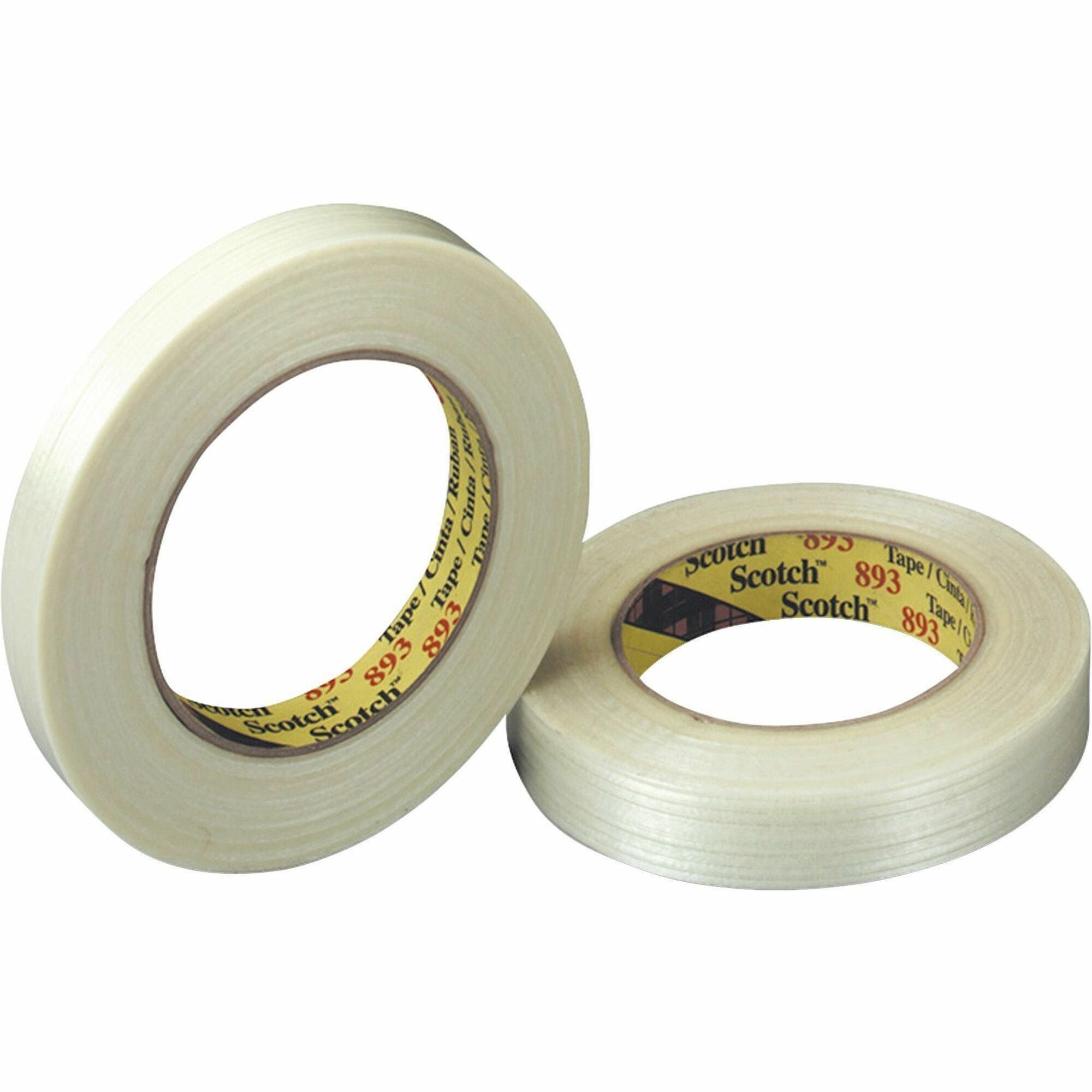 Scotch General-Purpose Filament Tape, 1" x 60 yd, 6 mil Thickness, 3" Core, Clear, Glass Yarn Backing, Tear, Split, Curl, Moisture, Scuff, and Abrasion Resistant, 1 Roll