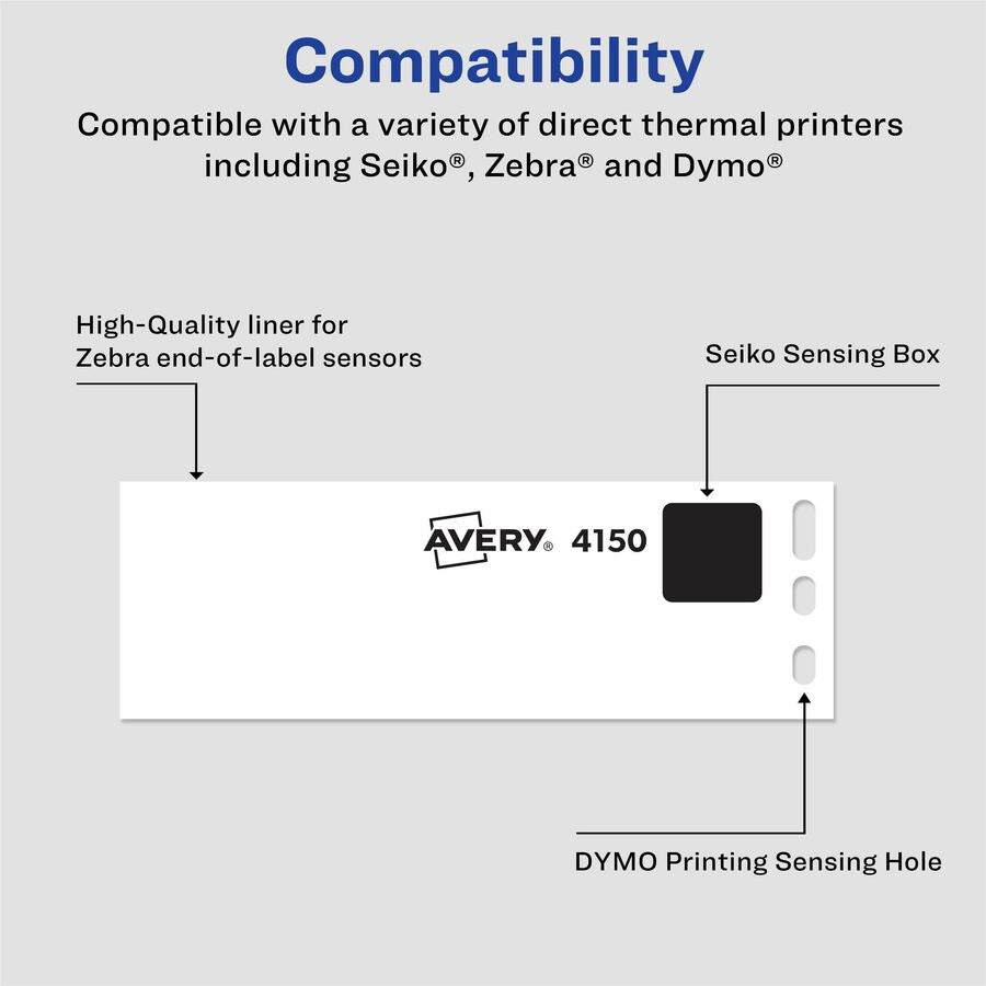 Avery&reg; Direct Thermal Roll Labels - 1 1/8" Width x 3 1/2" Length - Permanent Adhesive - Rectangle - Thermal - White - Paper - Water Resistant - 130 / Sheet - 130 / Roll - 2 Total Sheets - 260 Total Label(s) - 260 / Box
