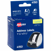 Avery&reg; Direct Thermal Roll Labels - 1 1/8" Width x 3 1/2" Length - Permanent Adhesive - Rectangle - Thermal - White - Paper - Water Resistant - 130 / Sheet - 130 / Roll - 2 Total Sheets - 260 Total Label(s) - 260 / Box