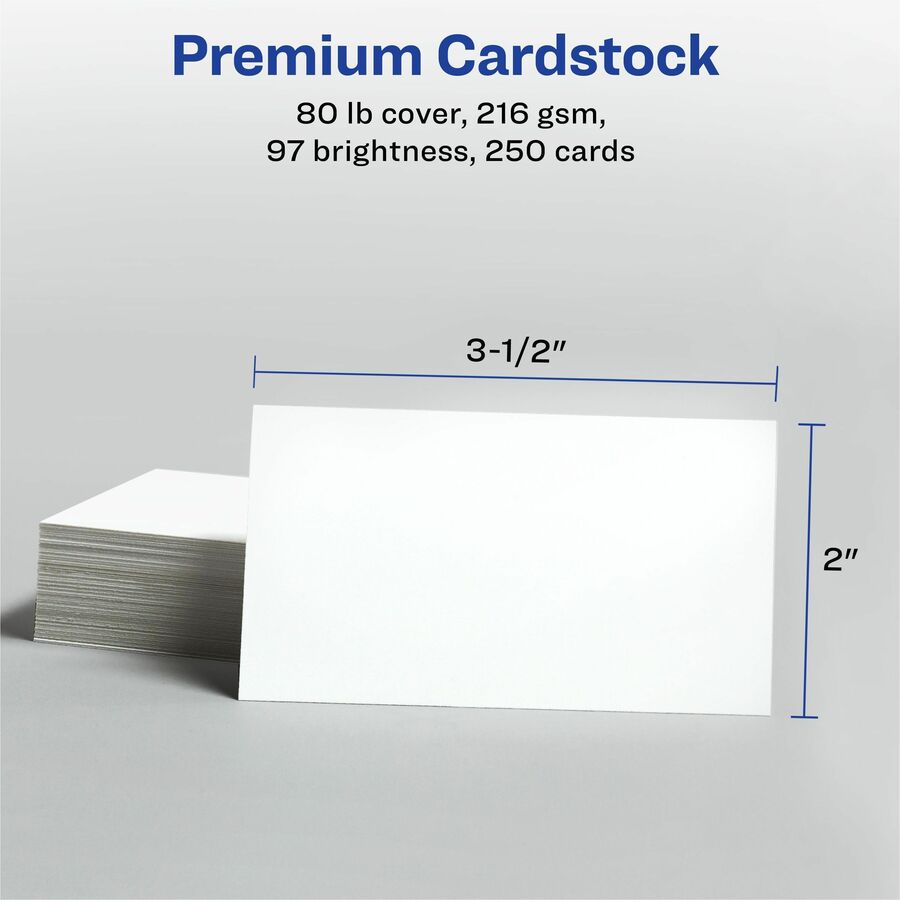 97 Brightness - A4 - 8 1/2" x 11" - 80 lb Basis Weight - 216 g/m² Grammage - Matte - Heavyweight, Perforated, Smooth Edge, Recyclable, Anti-jam, Tear-off Card, Double-sided, Smudge-free - White - 25 Sheets - 250 / Pack