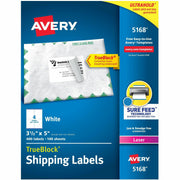 3 1/2" Width x 5" Length - Permanent Adhesive - Rectangle - Laser - Matte - White - Paper - Permanent Adhesive, Jam Resistant, Customizable, Curl Resistant, Smudge Resistant - 4 / Sheet - 100 Total Sheets - 400 Total Label(s) - 400 / Box