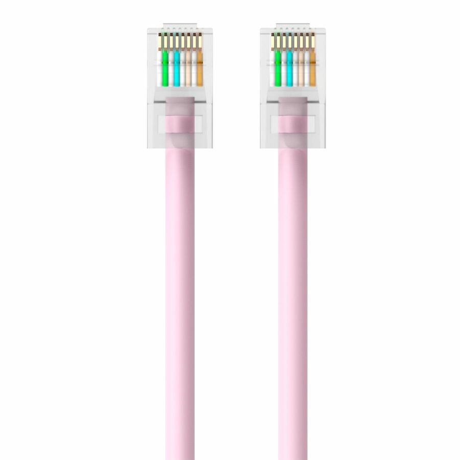 Belkin RJ45 Category 5e Patch Cable - 7 ft Category 5e Network Cable - First End: 1 x RJ-45 Network - Male - Second End: 1 x RJ-45 Network - Male - Patch Cable - Pink - 1 Each